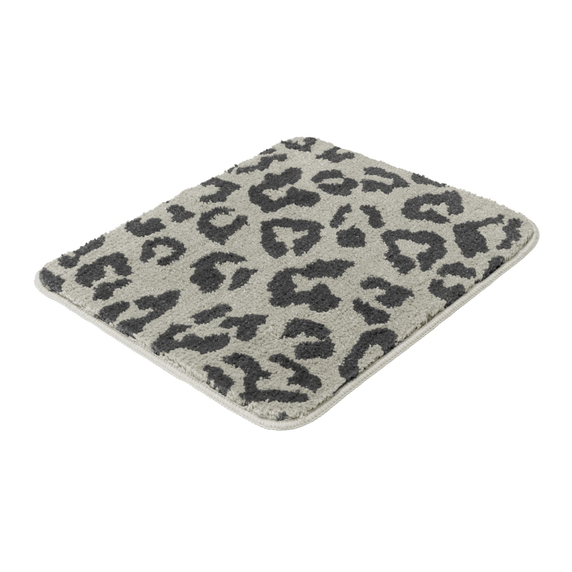 OTTO home Badematte Anna Leo, Badvorleger, Badezimmer Teppich, Duschvorleger, Höhe 15 mm, rutschhemmend beschichtet, schnell trocknend, fußbodenheizungsgeeignet, Polyester, rechteckig, mit Animal Print, modernes Muster, Leo, weich