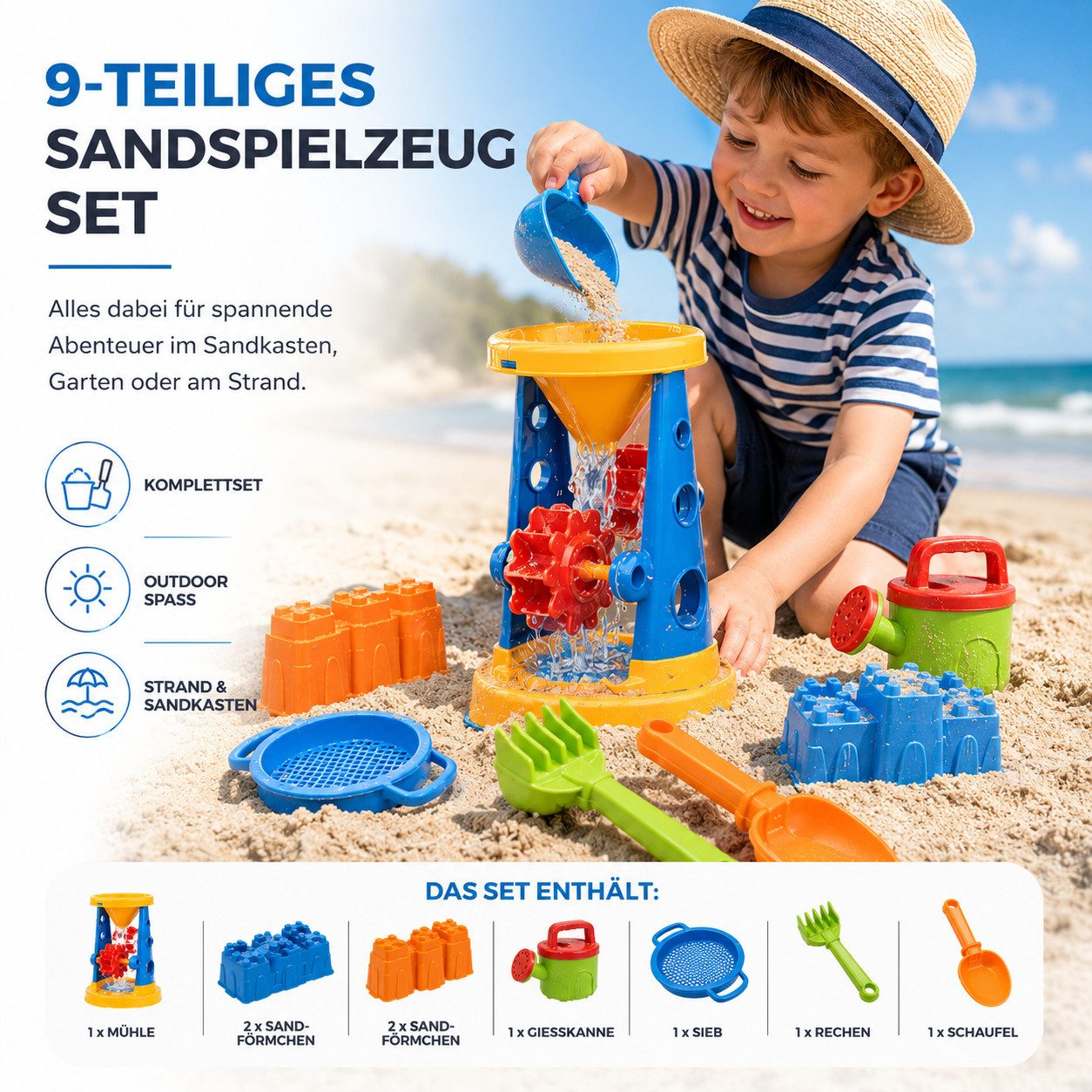 TK Gruppe Sandform-Set Sandspielzeug-Set aus Kunststoff, 4-, 9- oder 11-teilig – Bild 4 von 5