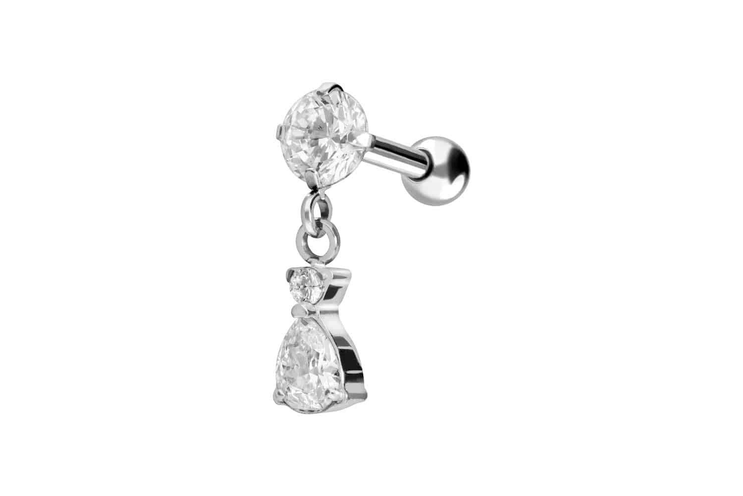 Piercing-Set Titan Ohrpiercing KRISTALL + KRISTALLTROPFEN