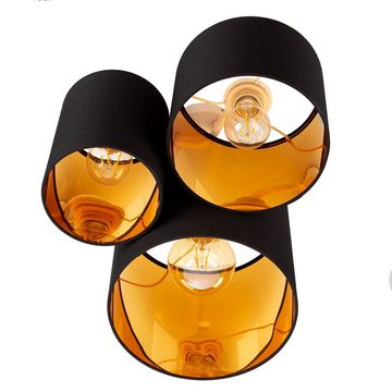 etc-shop Deckenstrahler, Leuchtmittel nicht inklusive, Deckenleuchte schwarz gold Deckenlampe Esszimmerlampe 3-flammig rund