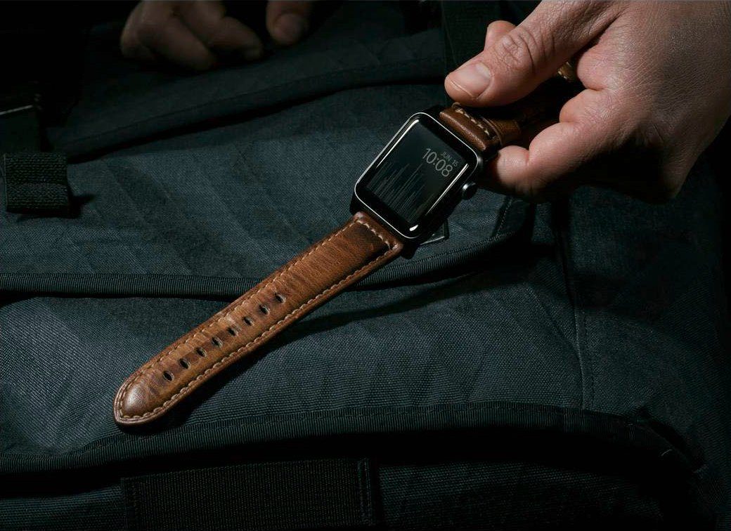 Brown Lthr. Smartwatch-Armband Strap Nomad Connect. 42/44/45/49mm Trad.