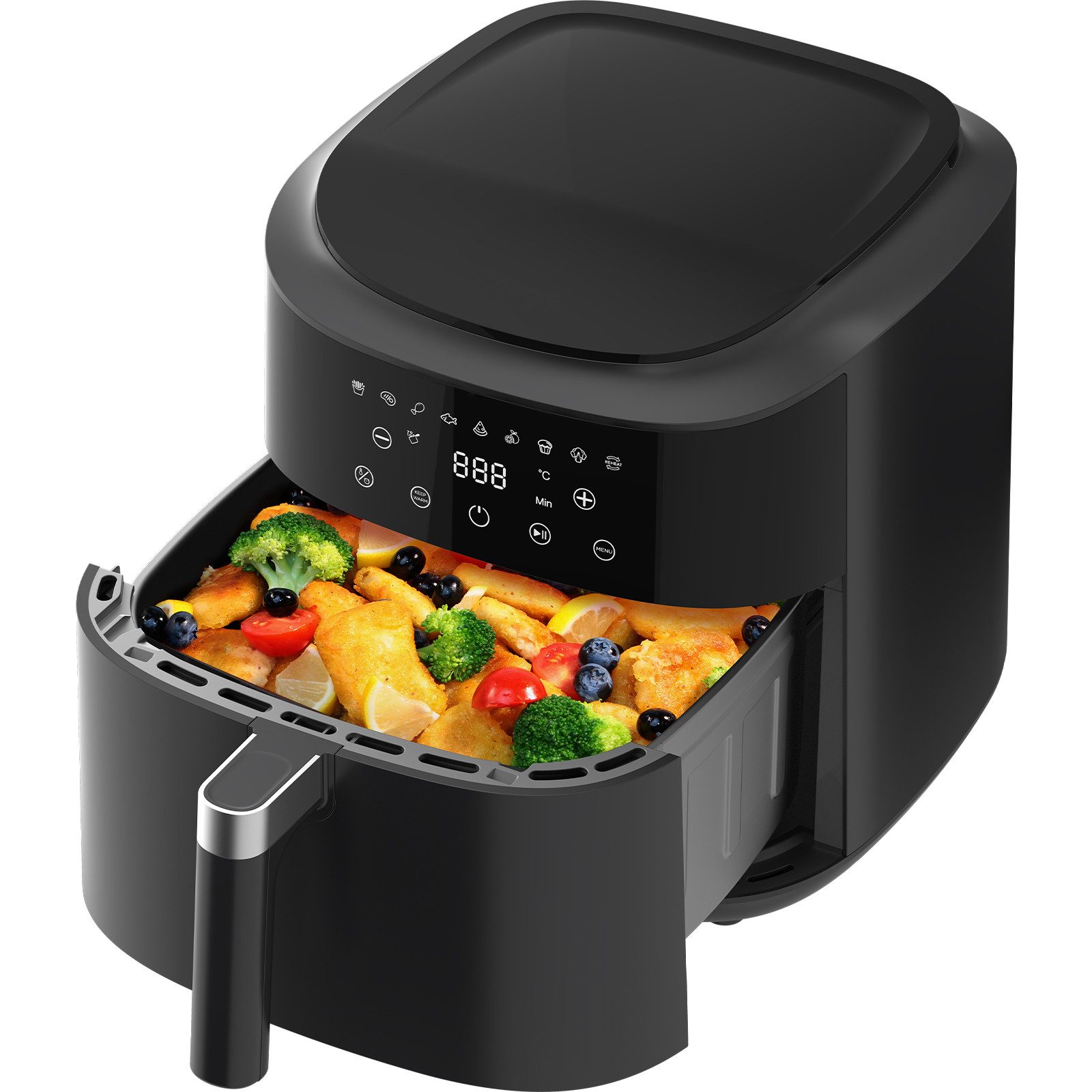 AIMAX Heißluftfritteuse 9L XL, Airfryer mit 9 Programmen, Touch-Display, 360° Heißluft-Technologie, 40-200 °C, Schüttelfunktion, 2350 W, Digital Touch, Kompakt & Platzsparend, Fettarmes Kochen