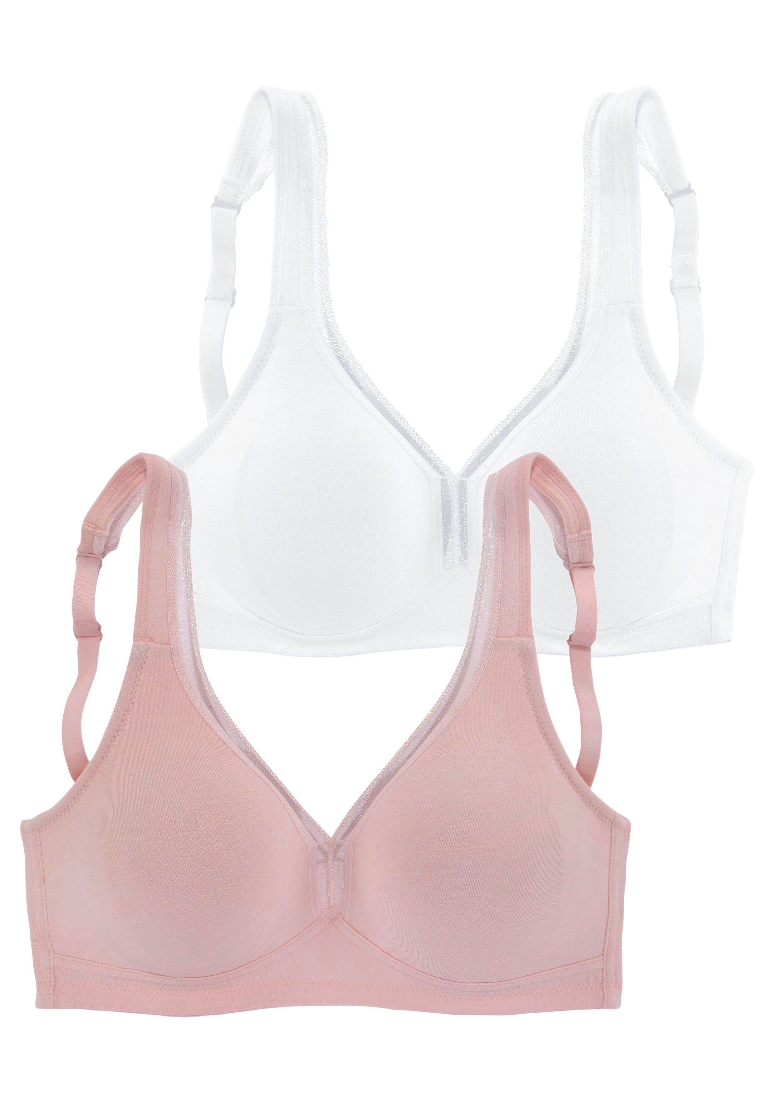 petite fleur by Lascana T-Shirt-BH, BH ohne Bügel, Entlastungs-BH, Baumwoll-BH (Packung, 2 Stück) mit breiten Trägern, große Größen, bequemer BH – Bild 2 von 5