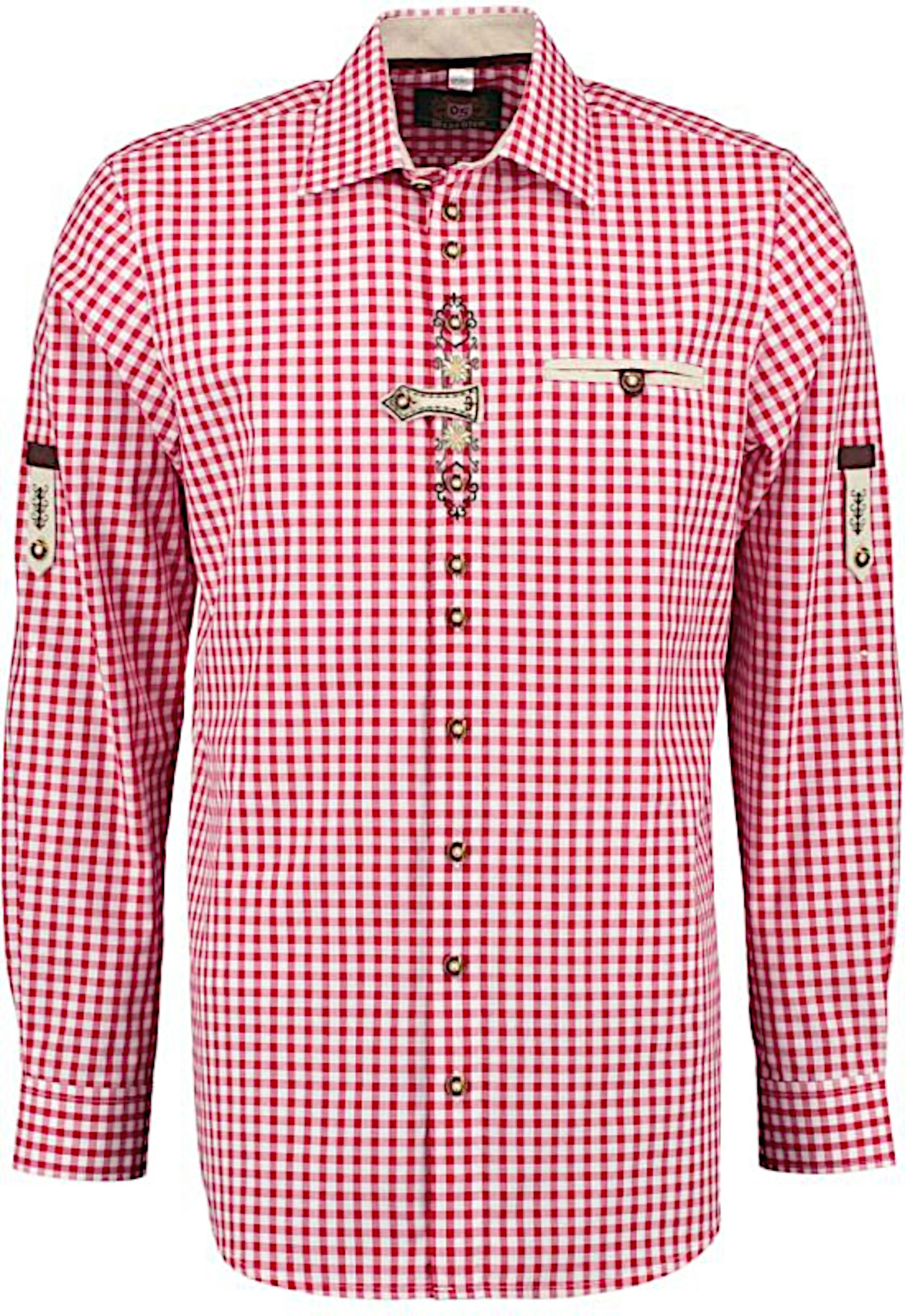 OS Trachten Trachtenhemd TH-0251 Stickerei Krempelarm Kentkragen, Regular F günstig online kaufen