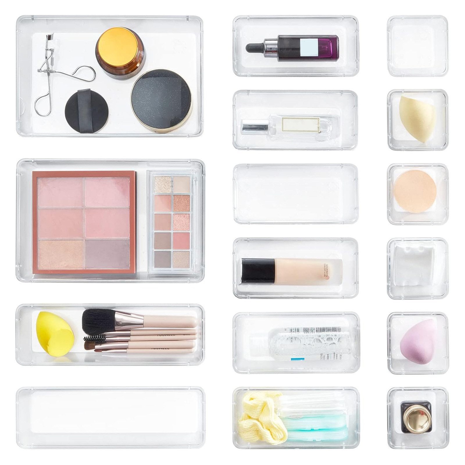 Lifewit Make-Up Organizer Schubladen Organizer aus klarem Kunststoff, 16-tlg.