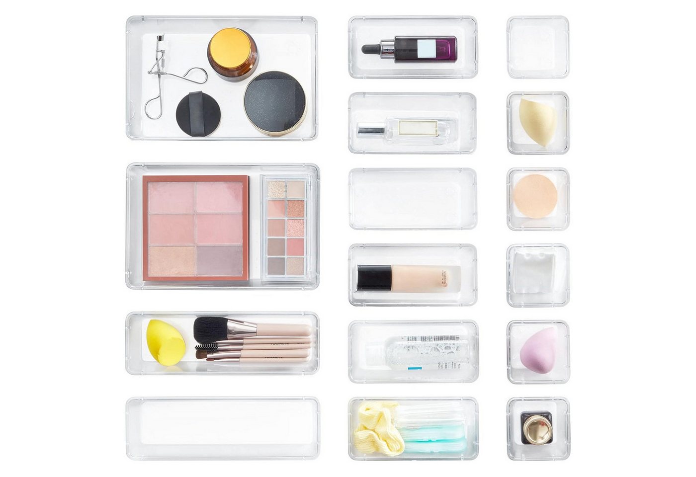 Lifewit Make-Up Organizer Schubladen Organizer aus klarem Kunststoff, 16-tlg.