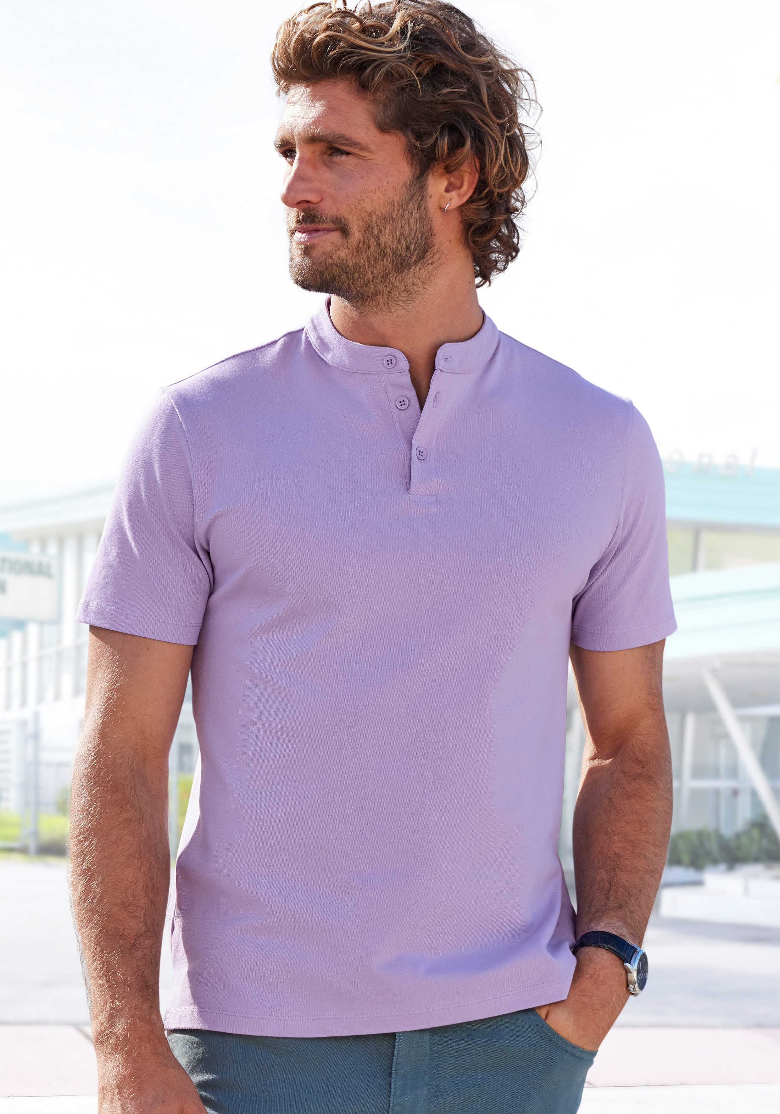 Poloshirt mit Stehkragen