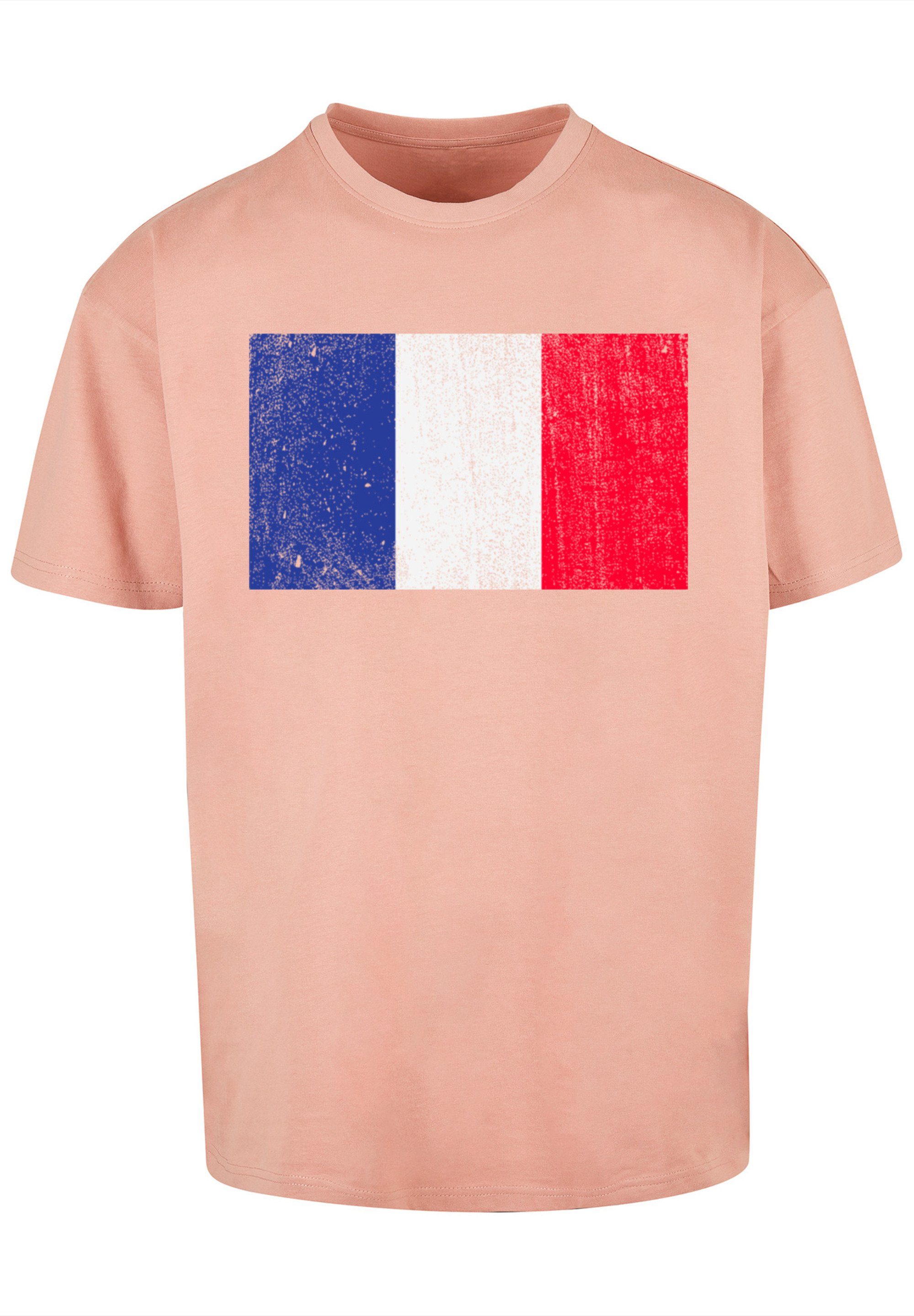 und Print, distressed F4NT4STIC Passform Weite Flagge Frankreich Schultern France T-Shirt überschnittene