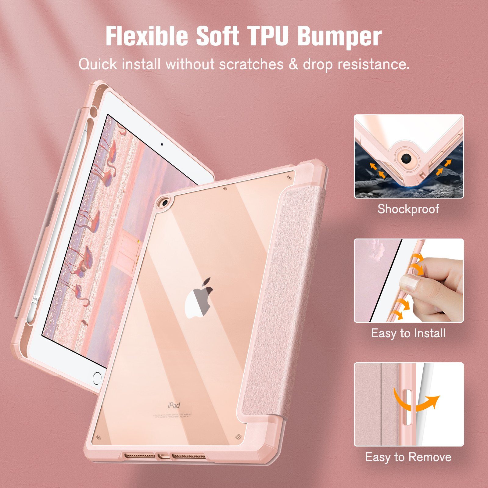 Fintie Tablet-Hülle für iPad 6. Gen 2018/ iPad 5. Gen 2017/ iPad Air 2/ iPad Air 9.7", Hülle mit Stifthalter und transparenter Hartschale auf der Rückseite – Bild 4 von 5