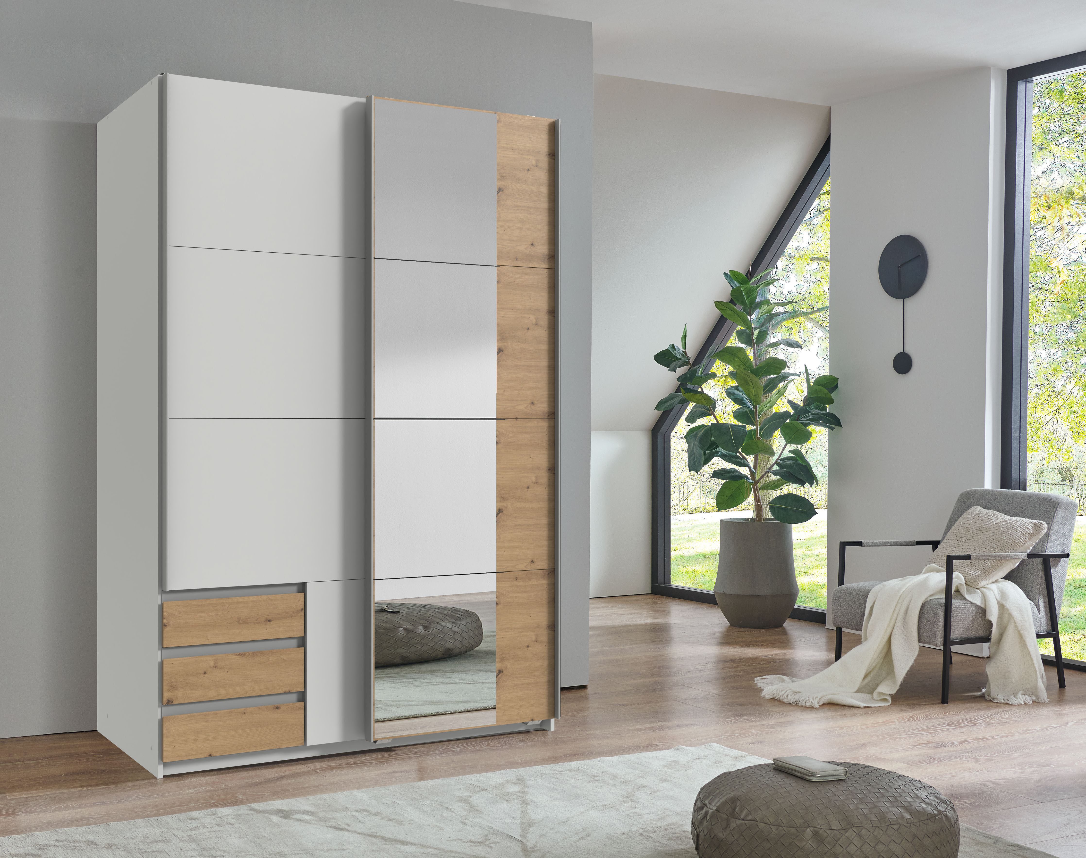 Wimex Schwebetürenschrank Emden moderner Kleiderschrank mit Spiegel und Sch günstig online kaufen