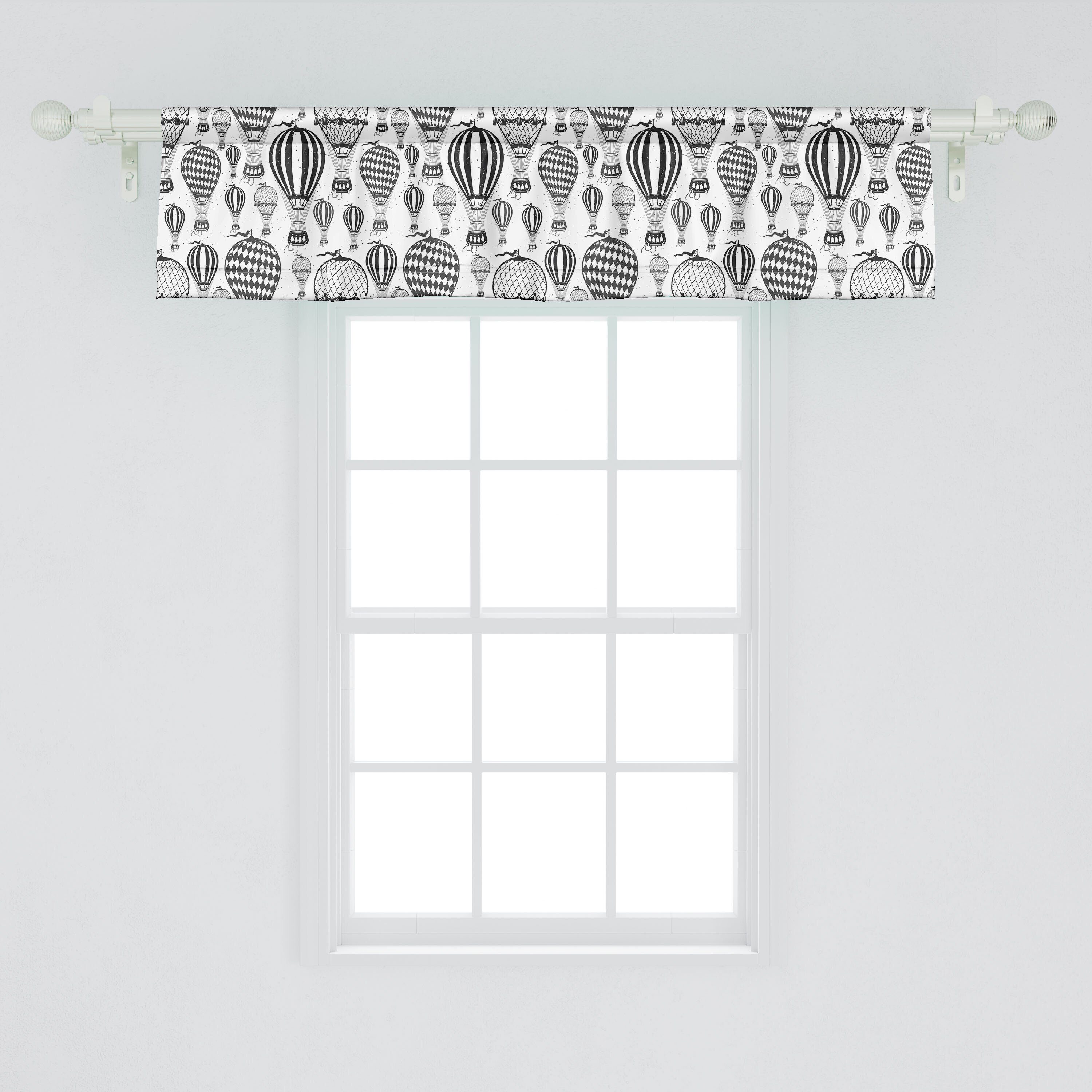 Volant Microfaser, Dekor Klassiker Vorhang mit für Küche Abakuhaus, Stangentasche, Grunge Heißluft-Ballone Scheibengardine Schlafzimmer