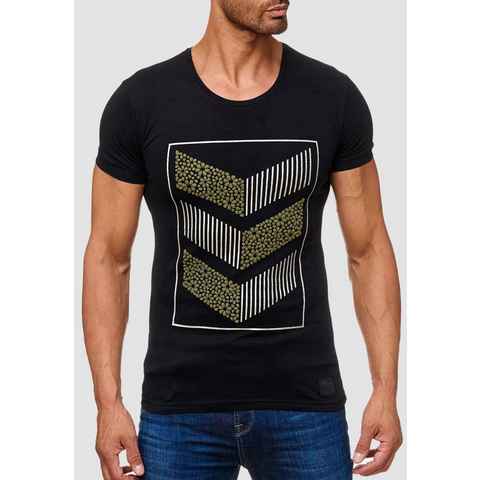 Egomaxx T-Shirt T Shirt 3D Print Short Sleeve Shirt H2160 (1-tlg) 2160 in Schwarz