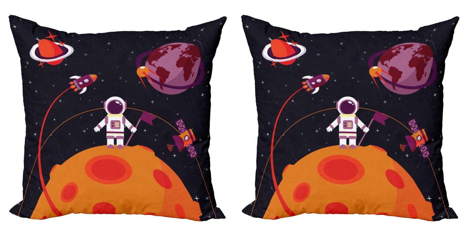 Kissenbezüge Modern Accent Doppelseitiger Digitaldruck, Abakuhaus (2 Stück), Platz Astronaut Mond Rockets