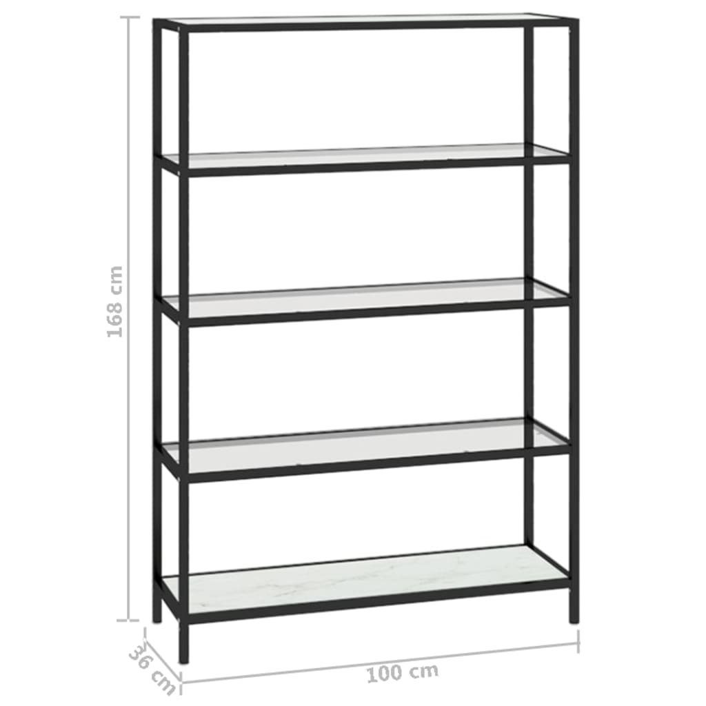 Transparent und Regal Glas, Marmor und vidaXL 100x36x168 Schwarz cm Gehärtetes weißer Marmor 1-tlg. Bücherregal