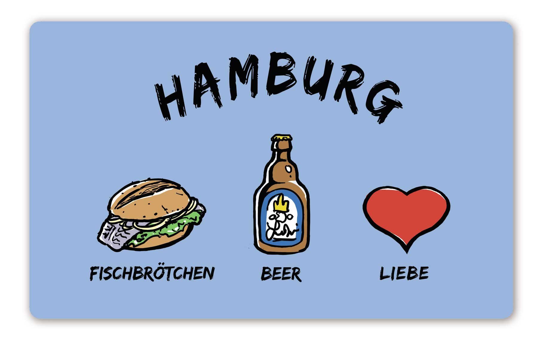 die Stadtmeister Frühstücksbrett Hamburg: Fischbrötchen - Liebe, - Melamin Beer