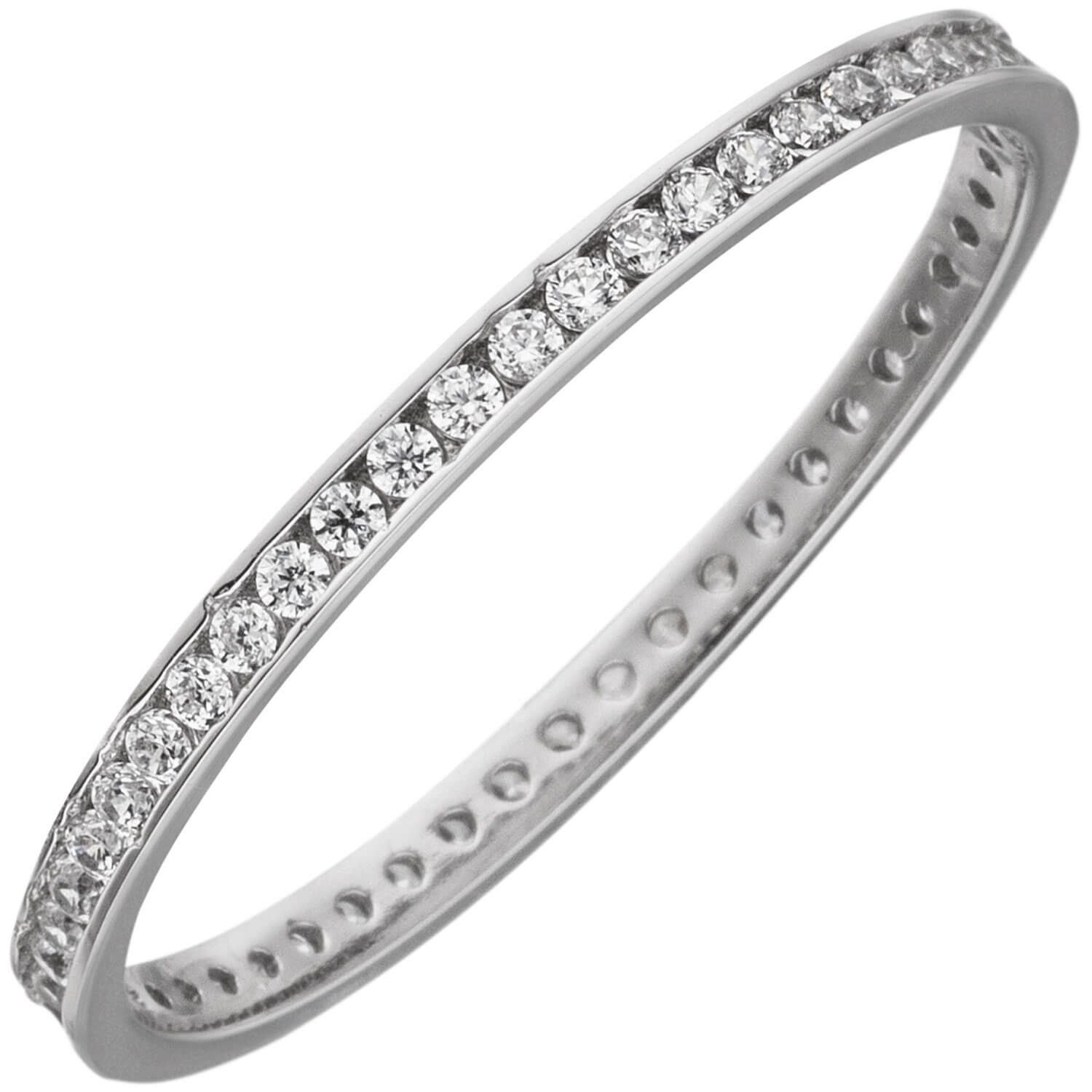 Schmuck Krone Goldring Schmaler Memory Ring aus 333 Weißgold mit Zirkonia, Gold 333