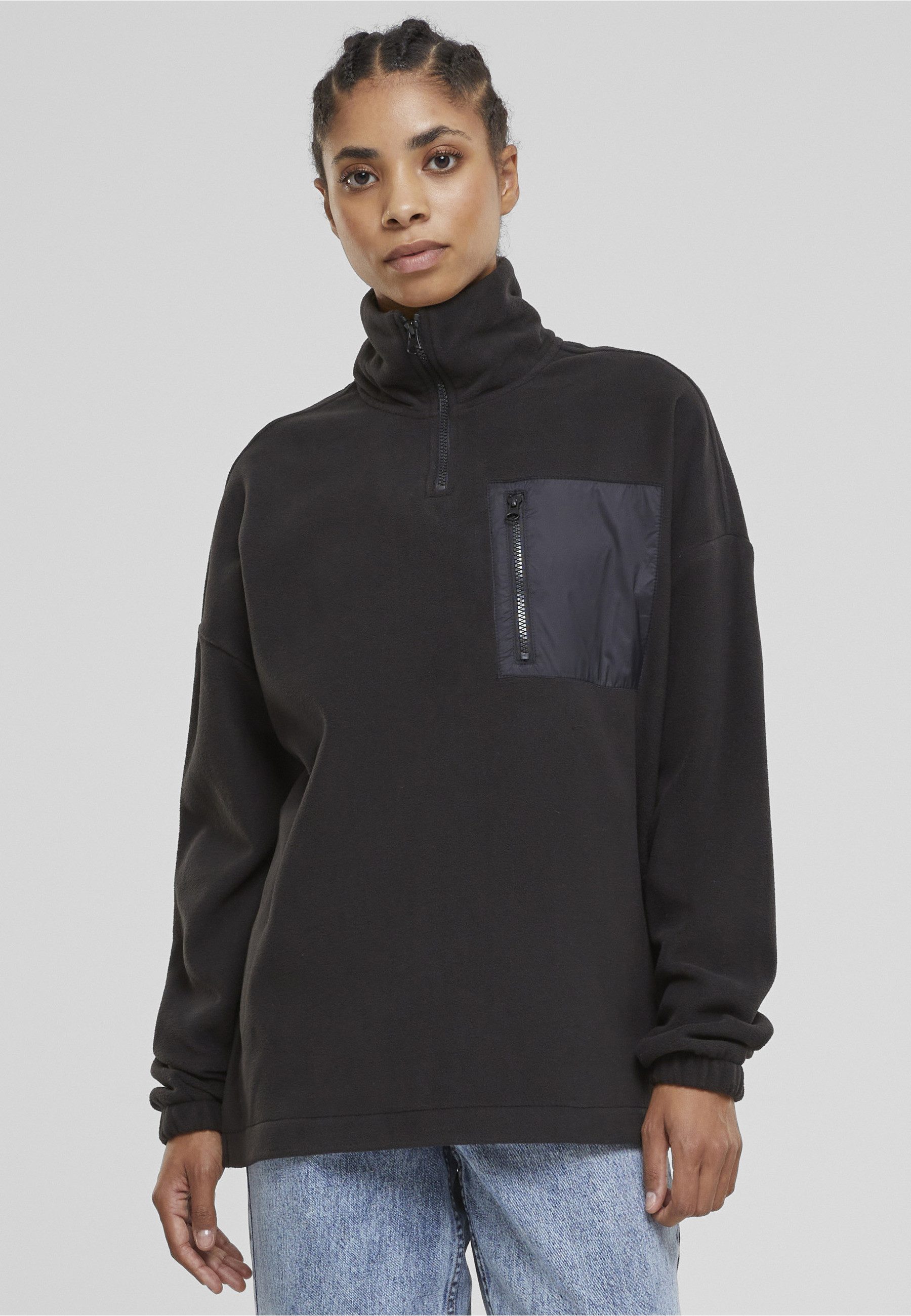 URBAN CLASSICS Sweater Urban Classics Damen Ladies Polar Fleece Troyer