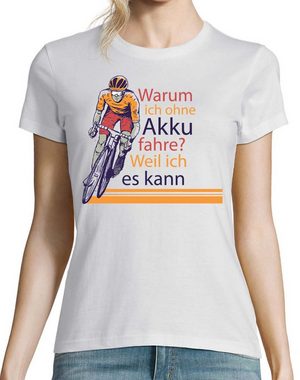 Youth Designz T-Shirt "Warum ich ohne Akku fahre? Weil ich es kann" Damen T-Shirt mit modischem Print