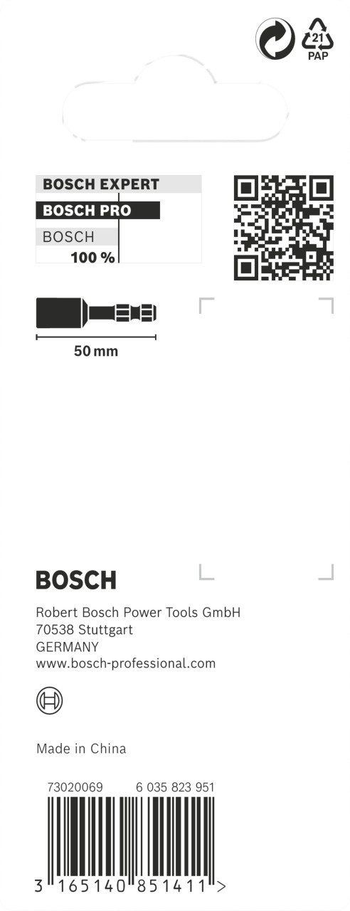 BOSCH Steckschlüssel Bosch PRO Steckschlüssel Impact Bit 8 x 50 mm