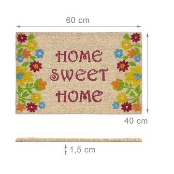 Fußmatte Fußmatte Kokos HOME SWEET HOME, relaxdays, Höhe: 15 mm