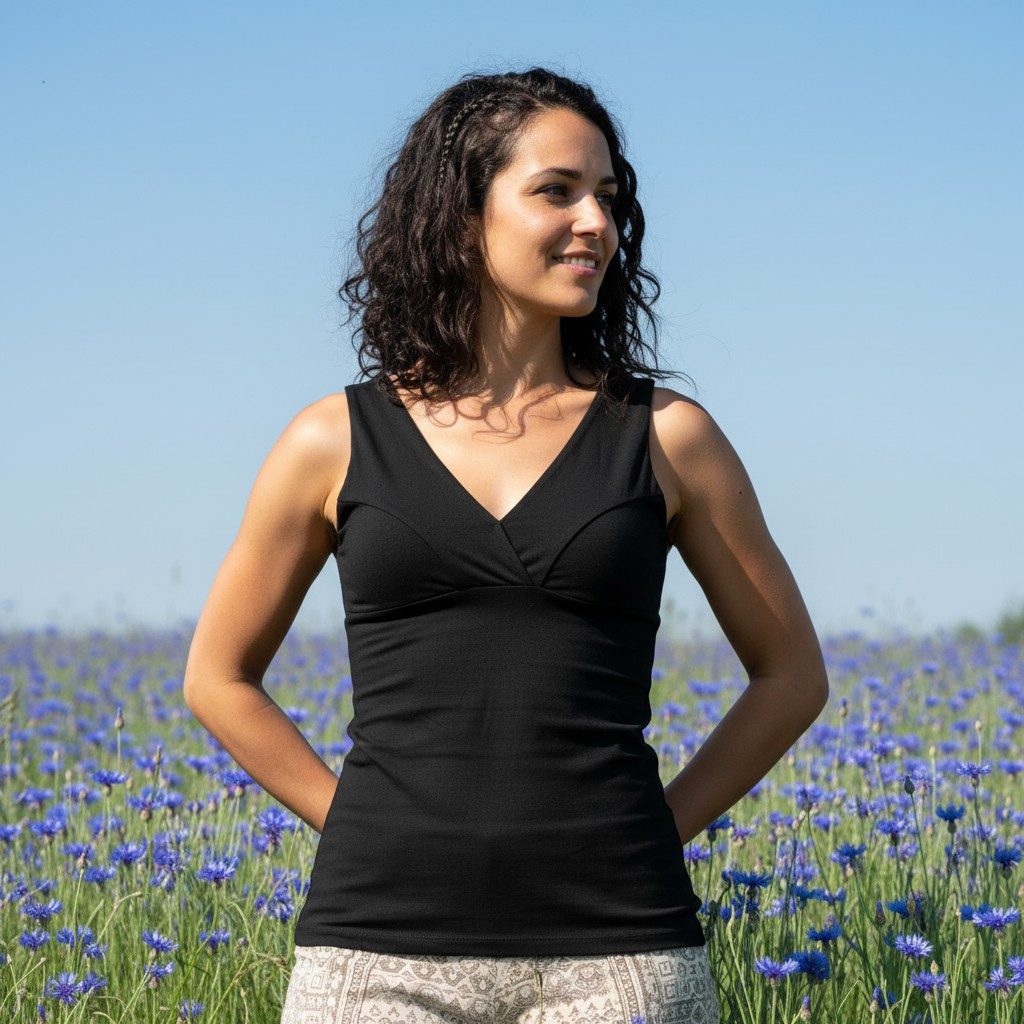 Guru-Shop T-Shirt Boho Trägertop, Festivaltop, Goa Top - schwarz Festival, günstig online kaufen