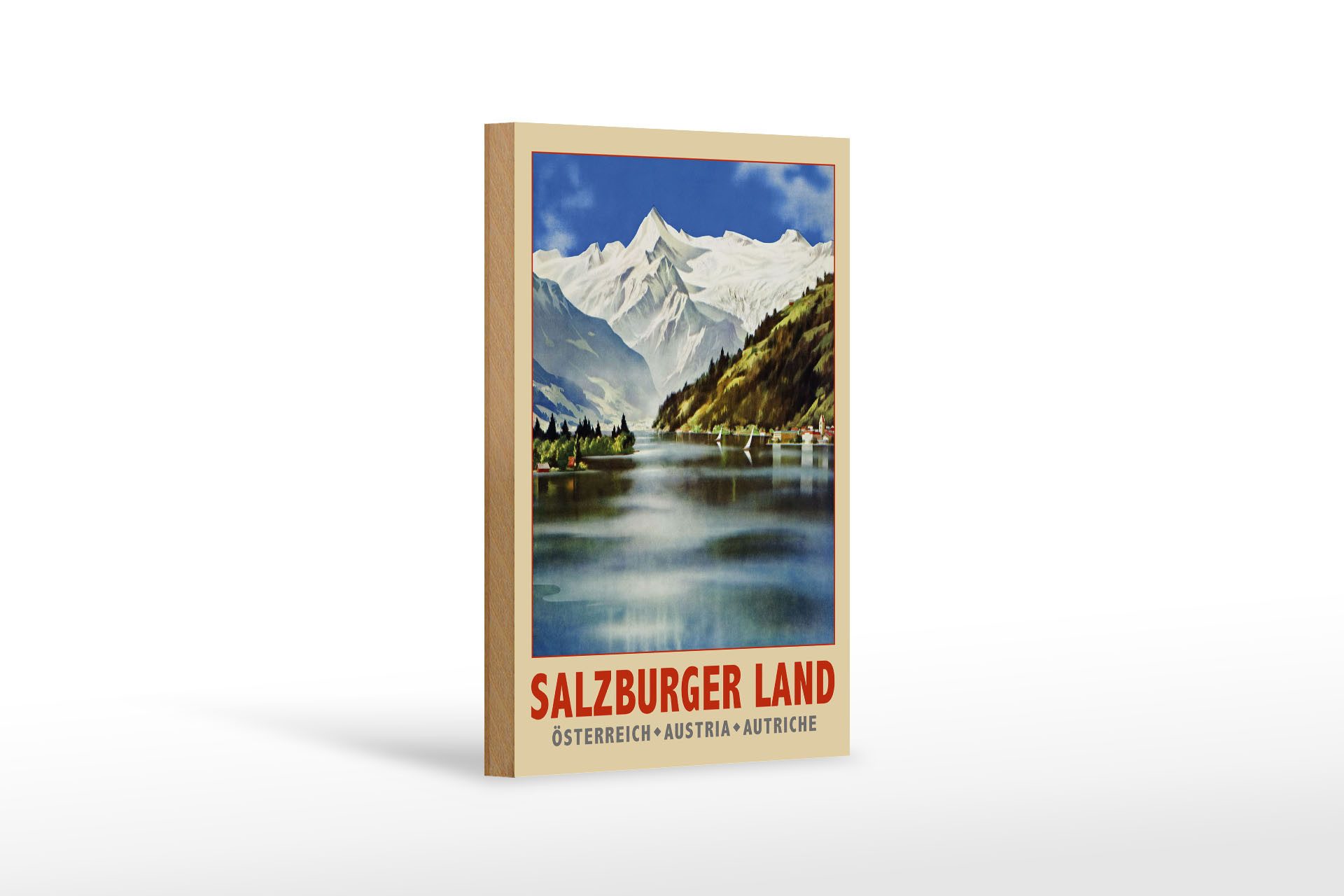 Femer GmbH Holzbild Reise 12x18 cm Salzburger Land Österreich, (1 St), Glatte Holzfaserplatte (MDF), vorn beschichtet