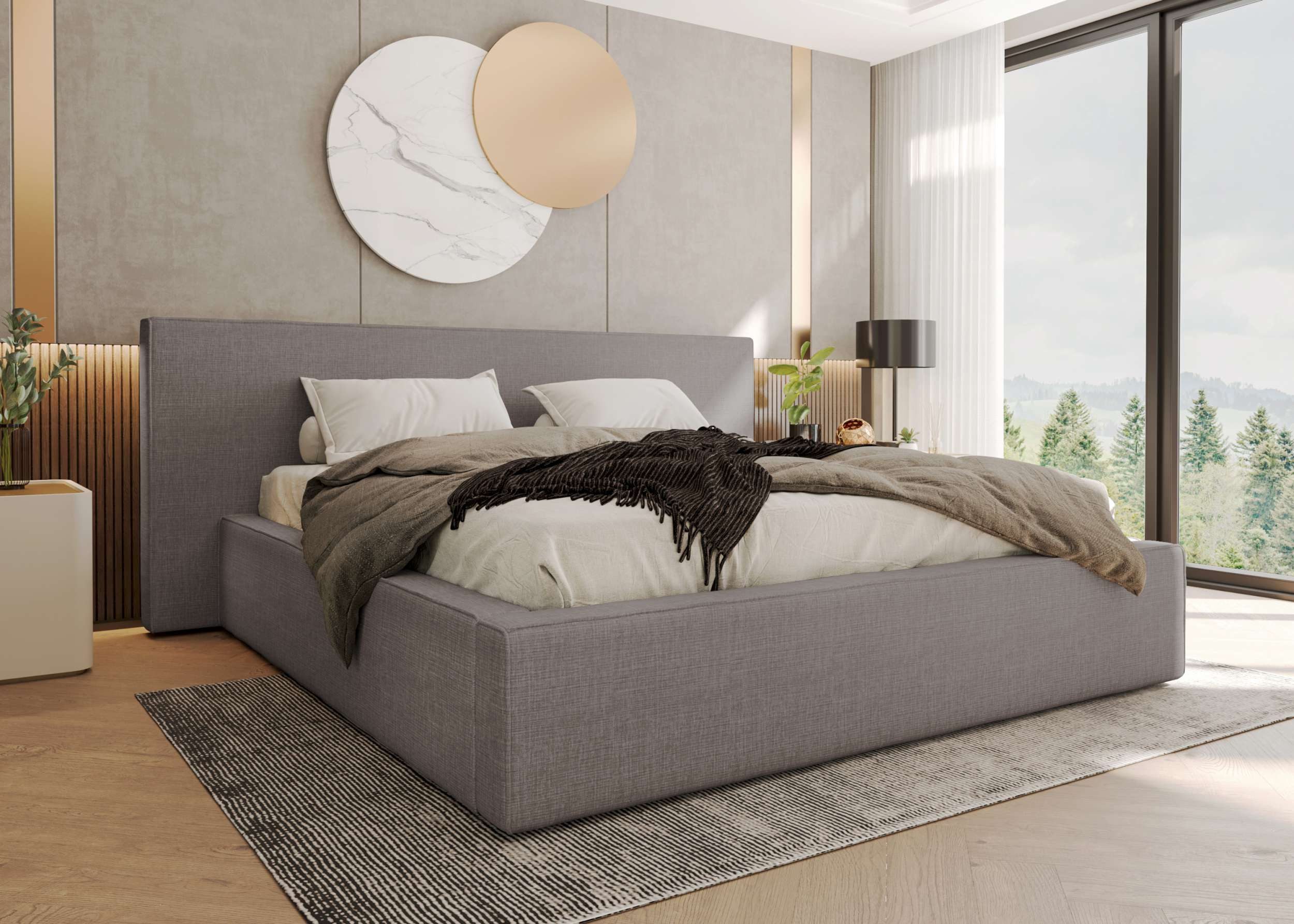 99rooms Polsterbett Tivio (Schlafzimmerbett, Polsterbett), 140–200x200 cm, Velours VOSS, mit Lattenrost & Bettkasten