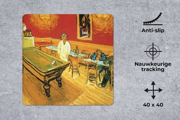 MuchoWow Gaming Mauspad Das Nachtcafé - Gemälde von Vincent van Gogh (1-St), Mousepad mit Rutschfester Unterseite, Gaming, 40x40 cm, XXL, Großes