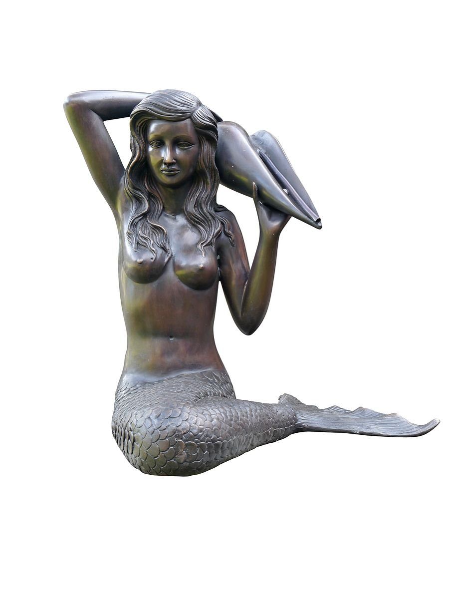 Dekoobjekt Wasserspeier Wasserspiel Bronze Figur Meerjungfrau
