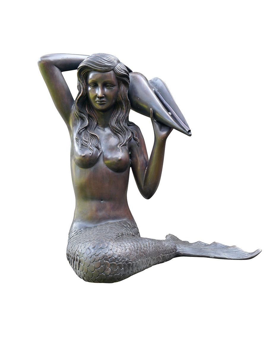 Dekoobjekt Wasserspeier Wasserspiel Bronze Meerjungfrau Figur AFG