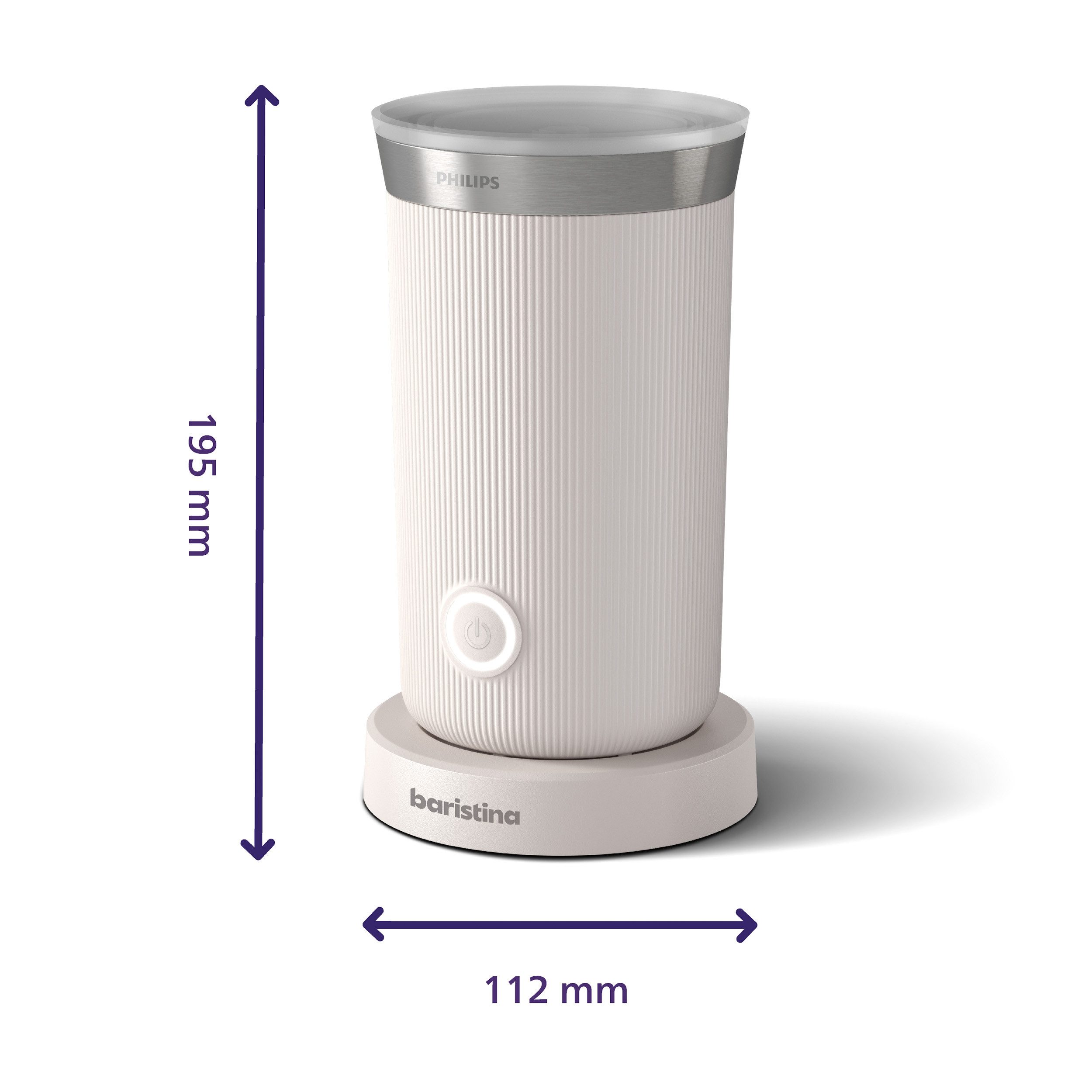PHILIPS baristina Milchaufschäumer BAR311, Antihaftbeschichtung, leichte Reinigung, warmer und kalter Milchschaum, 120 ml Fassungsvermögen