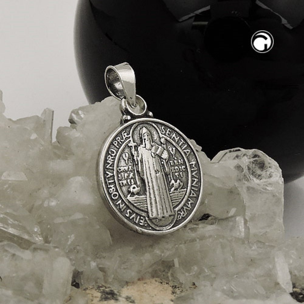 Silber unbespielt mm St. Anhänger 925 für und Kettenanhänger Damen Silberschmuck inklusive Schmuckbox, Benediktus-Medaille Herren 14