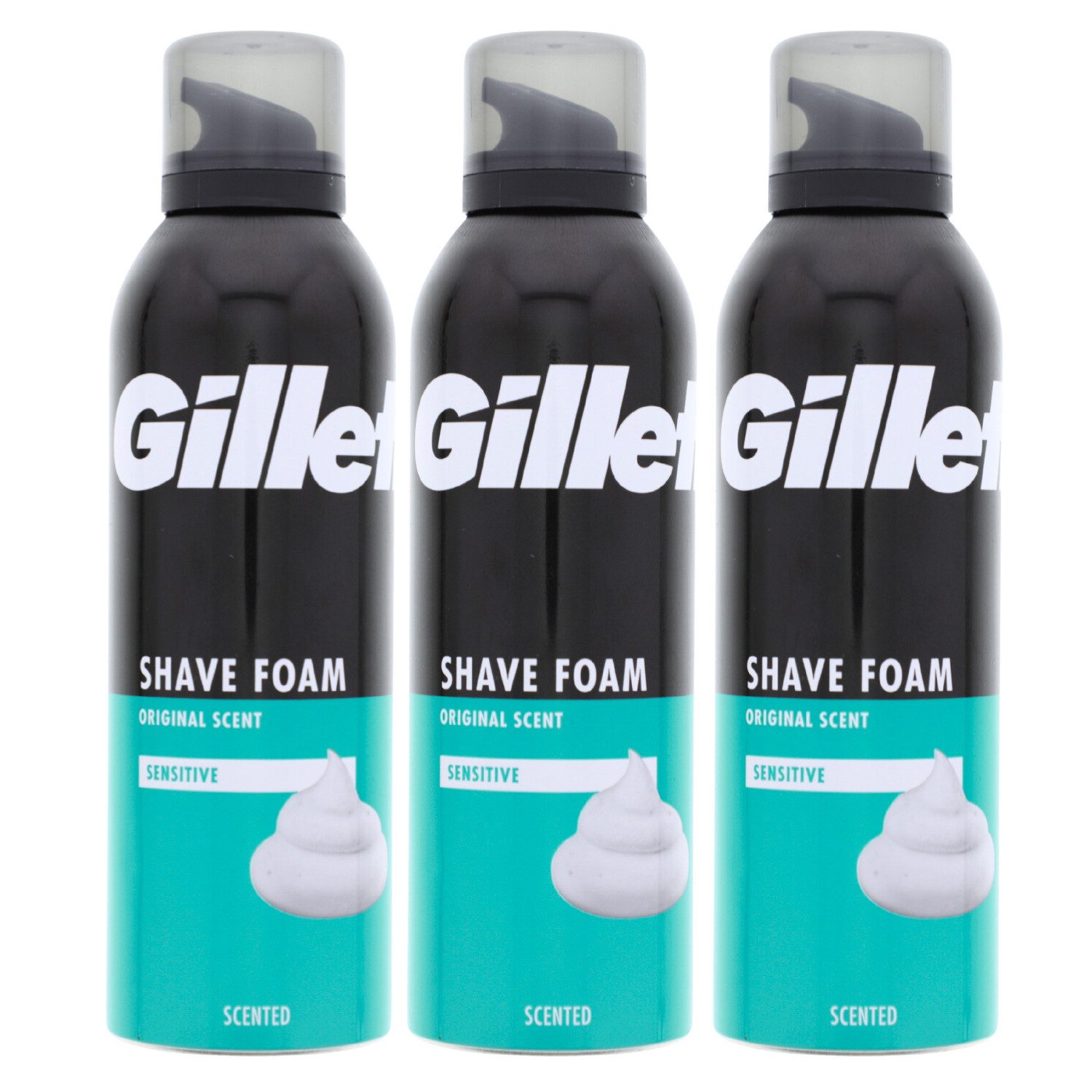 Rasierschaum 3 x Gillette Classic Sensitiv Basis Bartpflege Rasierschaum für Männer