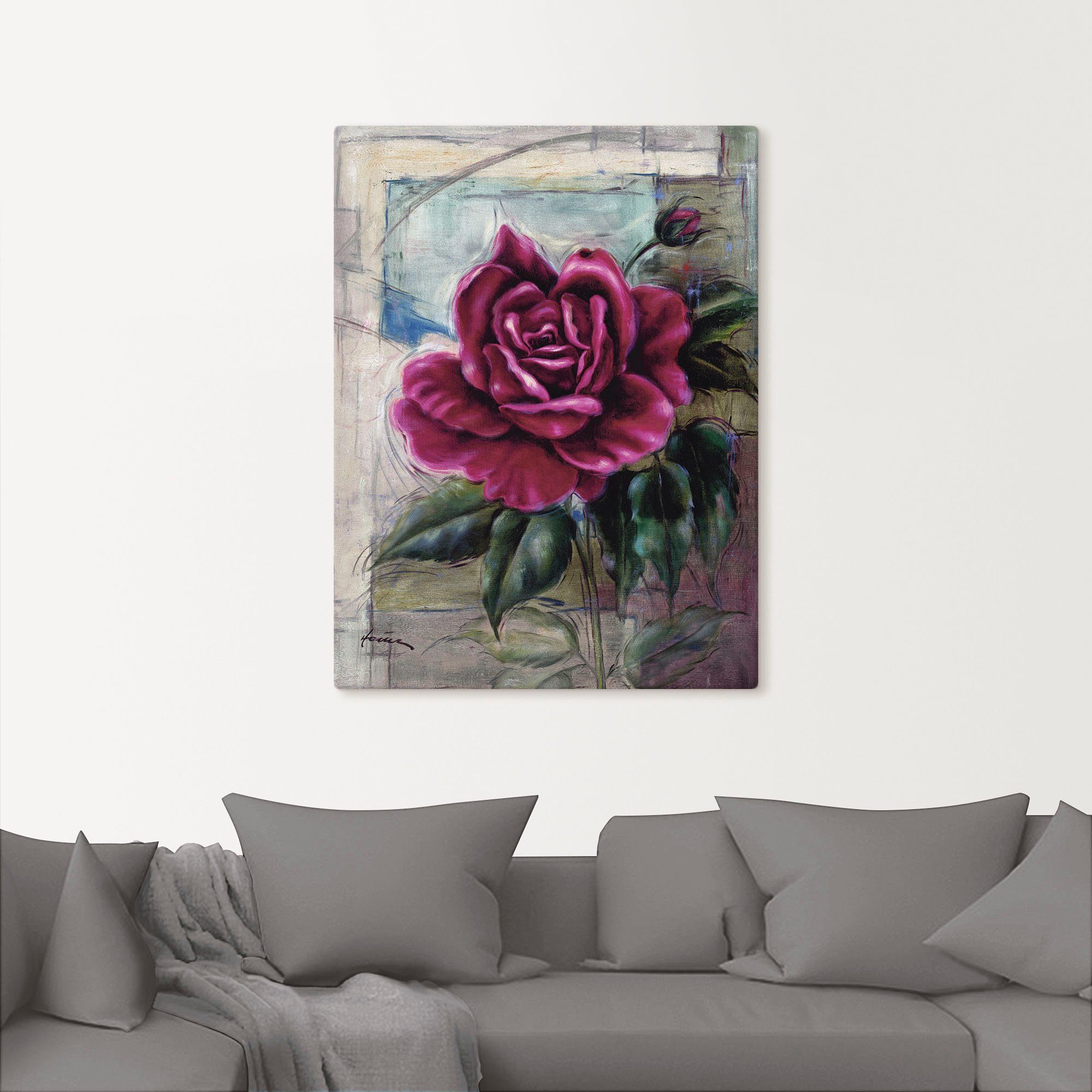 Artland Leinwandbild Rose II, Blumen (1 St), auf Holzrahmen gespannt