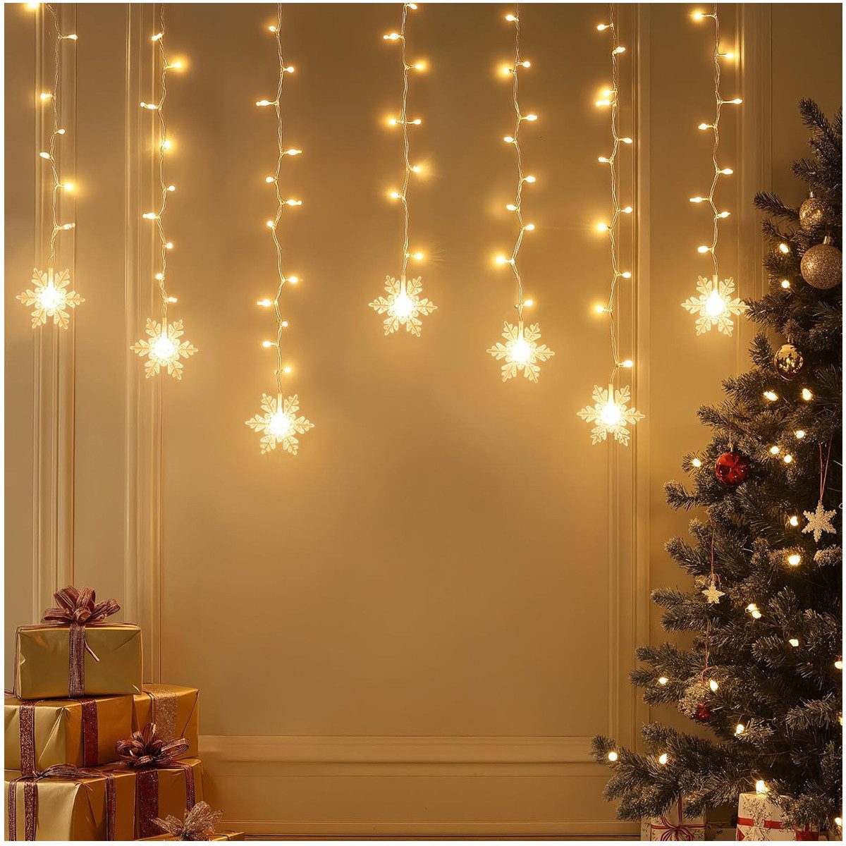 Qualra LED-Lichterkette Lichterkette Außen Strom Weihnachten Fenster 94LEDs günstig online kaufen