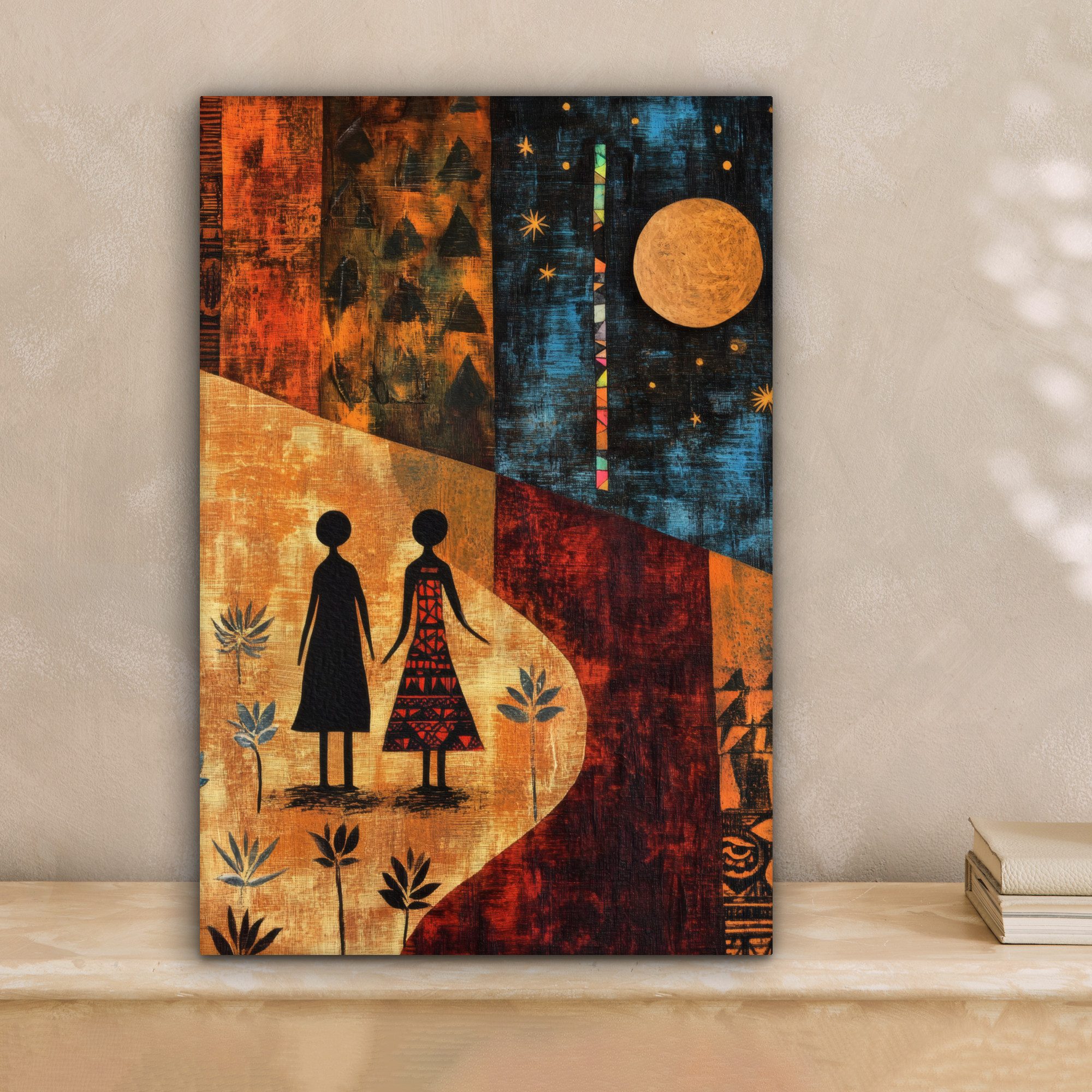 OneMillionCanvasses® Leinwandbild Scherenschnitte - Abstrakt - Sonne - Mond günstig online kaufen