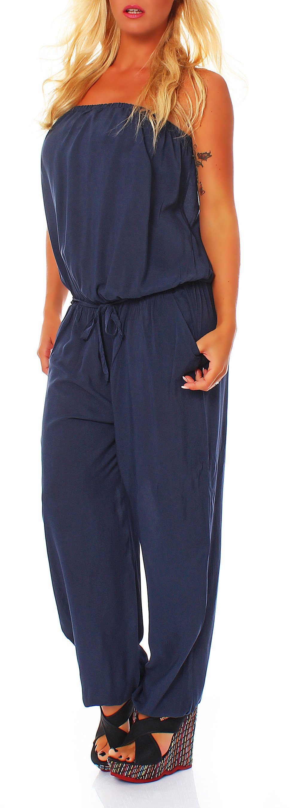 mit malito Bindeband dunkelblau Einheitsgröße 4538 than more fashion Jumpsuit