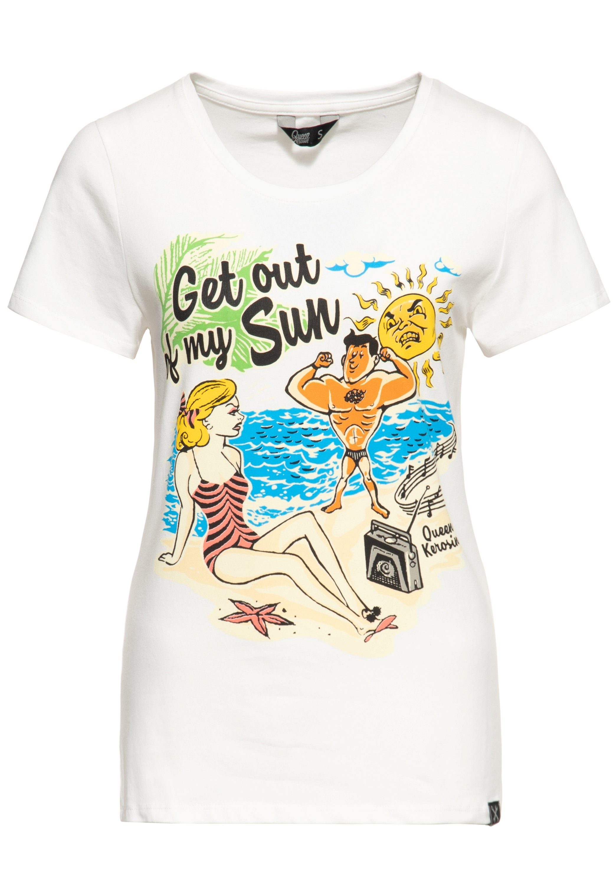 QueenKerosin Print-Shirt Get out of my sun (1-tlg) mit Vintage-Motiv