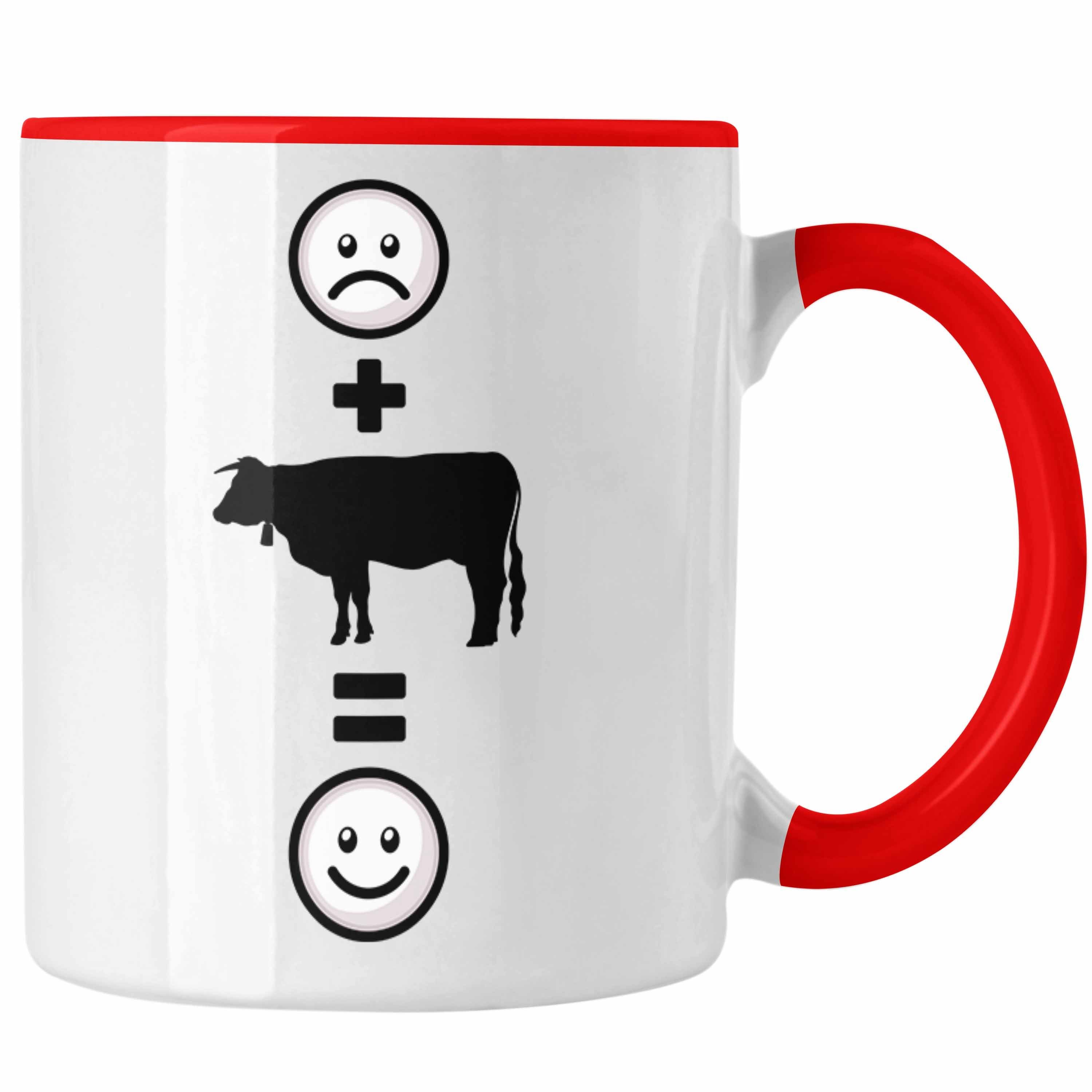 Trendation Tasse Kühe Tasse Geschenk für Bauern Rinder Landwirt :(Kuh) Lustige Rot | Teetassen
