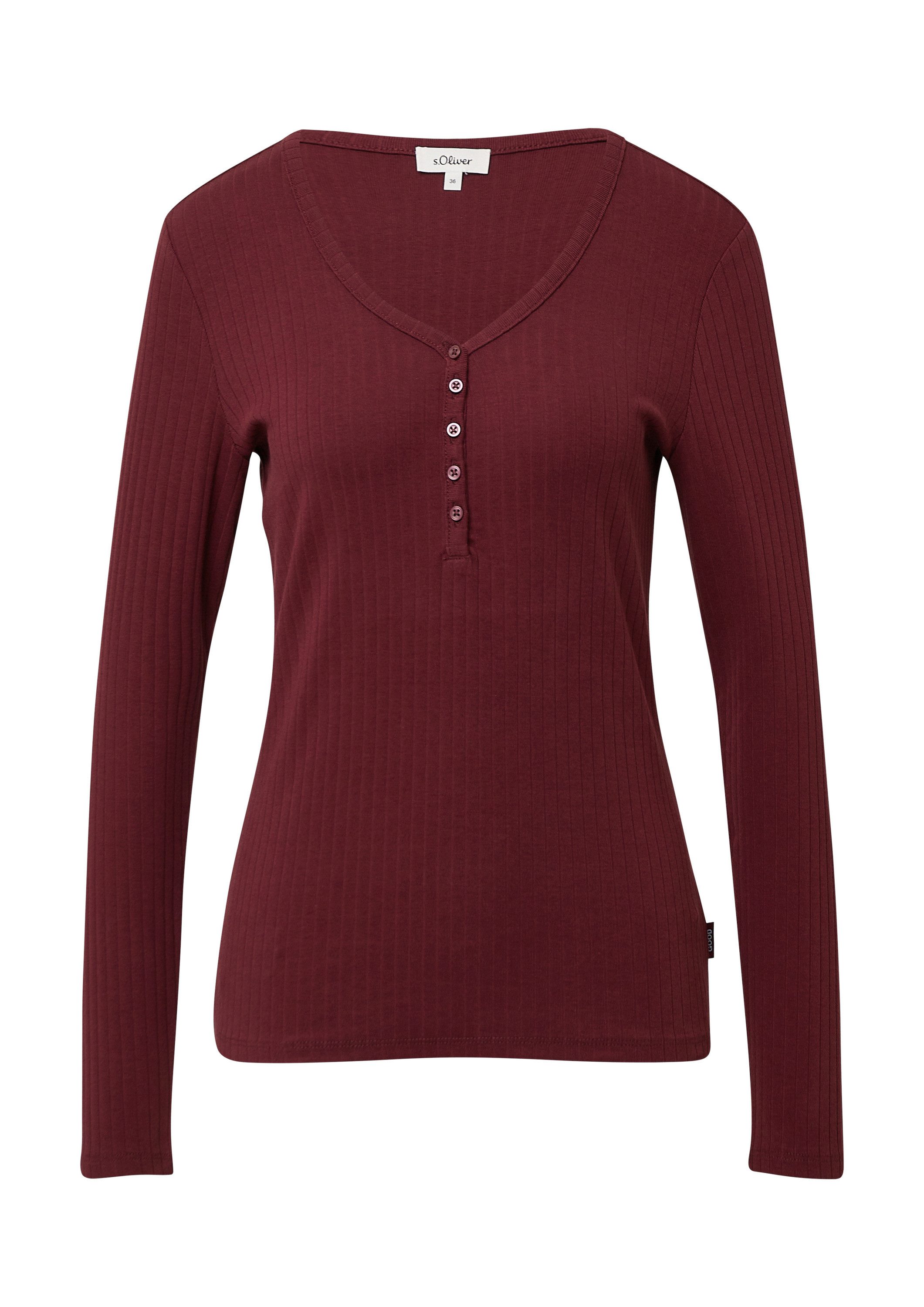 s.Oliver Langarmshirt T-Shirt Ripp-Langarmshirt mit Knopfleiste im Slim Fit günstig online kaufen