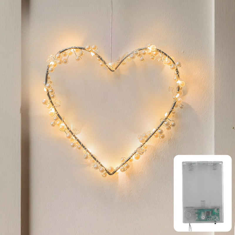 COZY HOME LED-Lichterkette Lichterketten Herz Lichterkranz LED Herz mit Stecker warmweiß Fenster