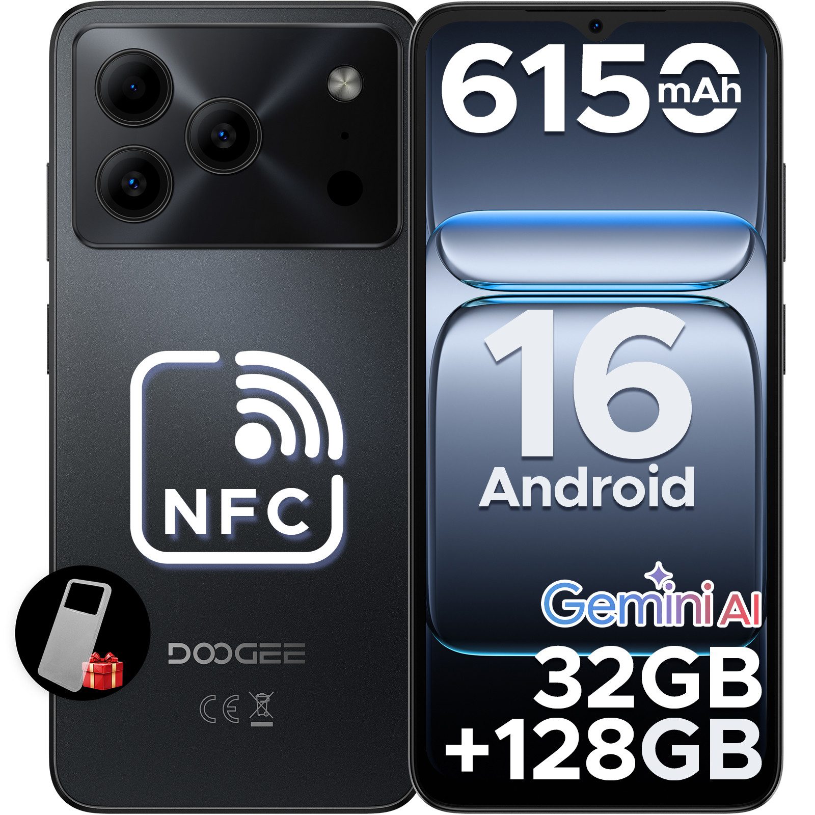 DOOGEE NOTE 56 Pro 6.56" Handy Android 128GB 6150mAh 13MP+90Hz ohne vertrag Smartphone (16,6 cm/6.56 Zoll, 128 GB Speicherplatz, 13 MP Kamera, 4GB+128GB,13+8MP,WIF 5G Android Handy ohne vertrag smartphone)