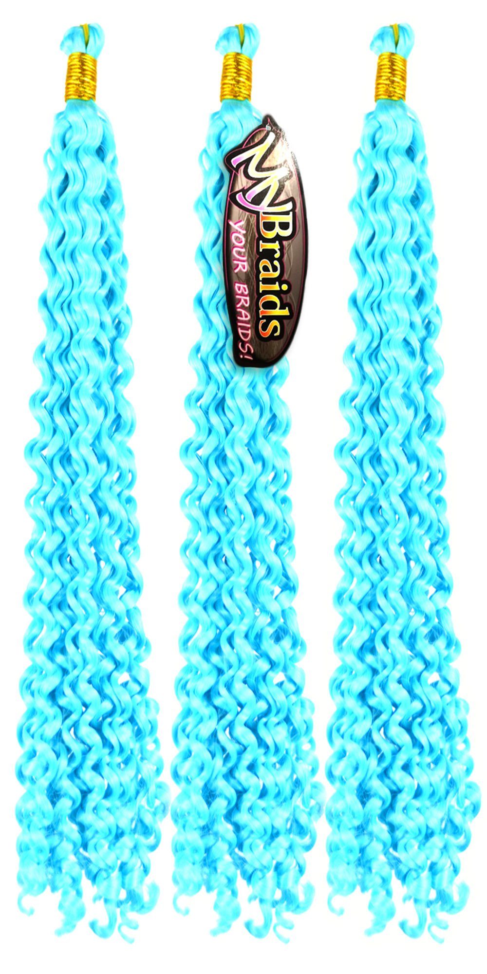 Wellig Deep Crochet YOUR Wave 16-W Hellblau Braids Pack 3er BRAIDS! Zöpfe MyBraids Kunsthaar-Extension Flechthaar