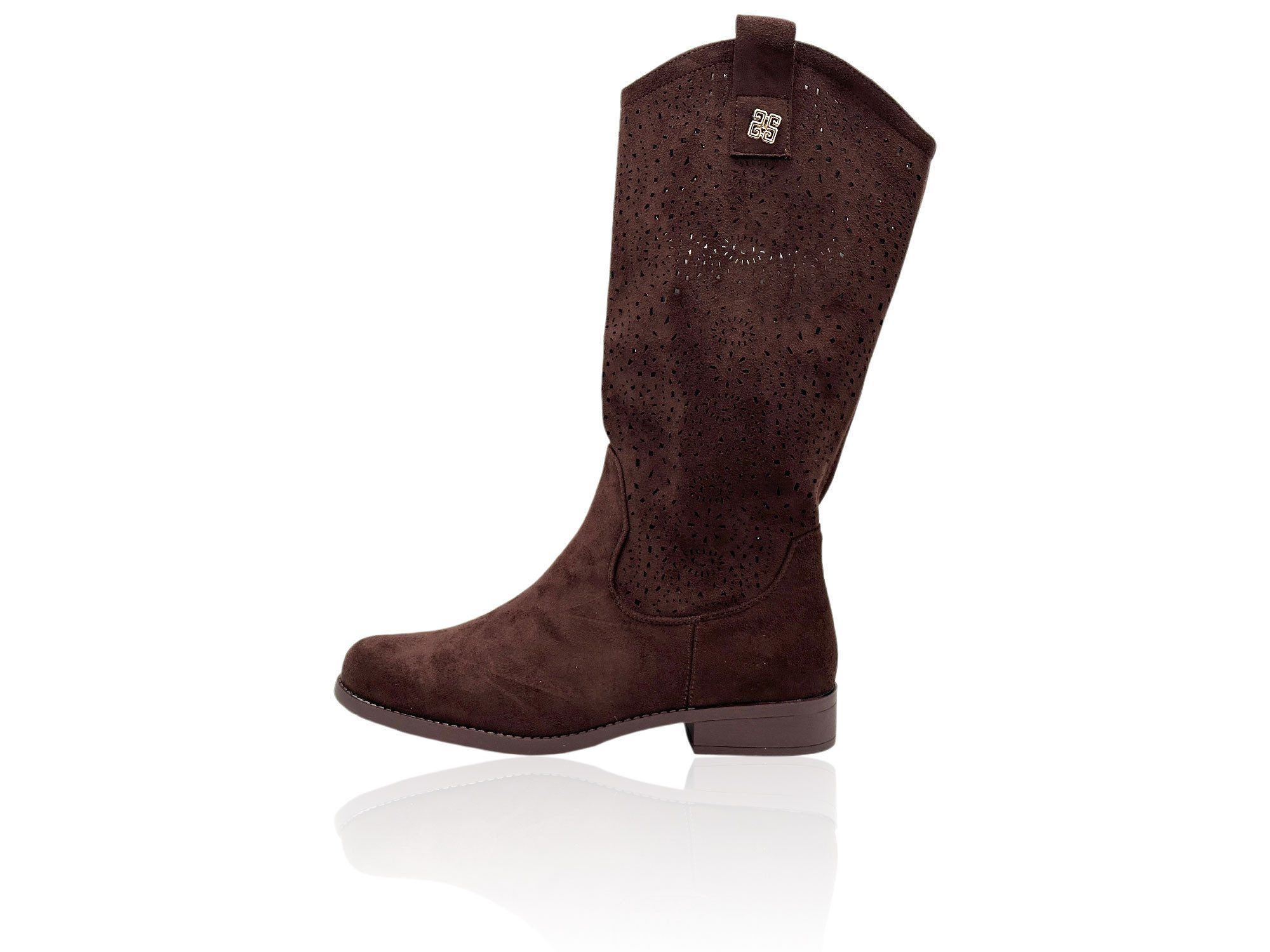 Nowaland Damen Stiefel mit Lochmuster und Blockabsatz Stiefel Dekoratives Lochmuster · Atmungsaktiv · Bequemer Blockabsatz