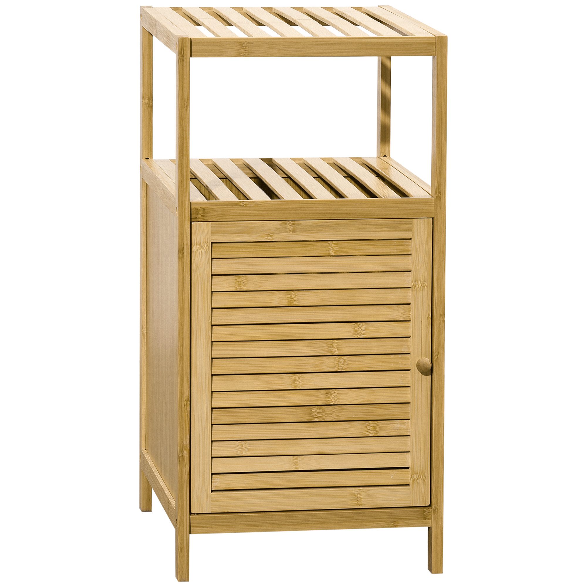 Kleankin Badregal Badezimmerschrank, Badschrank, Beistellschrank mit Kippschutz, Bambus, Aufbewahrungsschrank 1-tlg., Natur, 33 x 36,5 x 67 cm – Bild 2 von 5