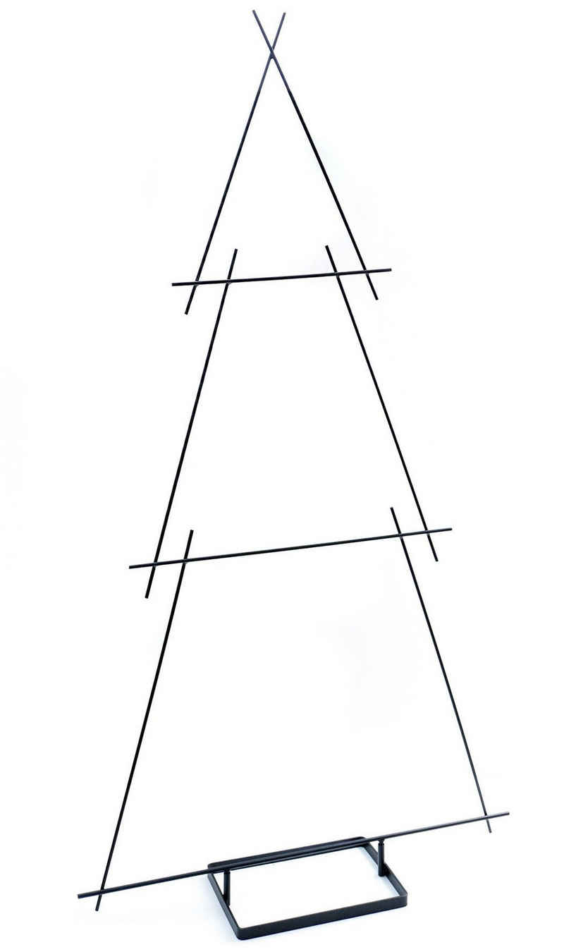 Spetebo Dekobaum Design Metall Tannenbaum schwarz - 148 cm, Deko Weihnachts Ständer mit Schmuck und Christbaum Kugeln