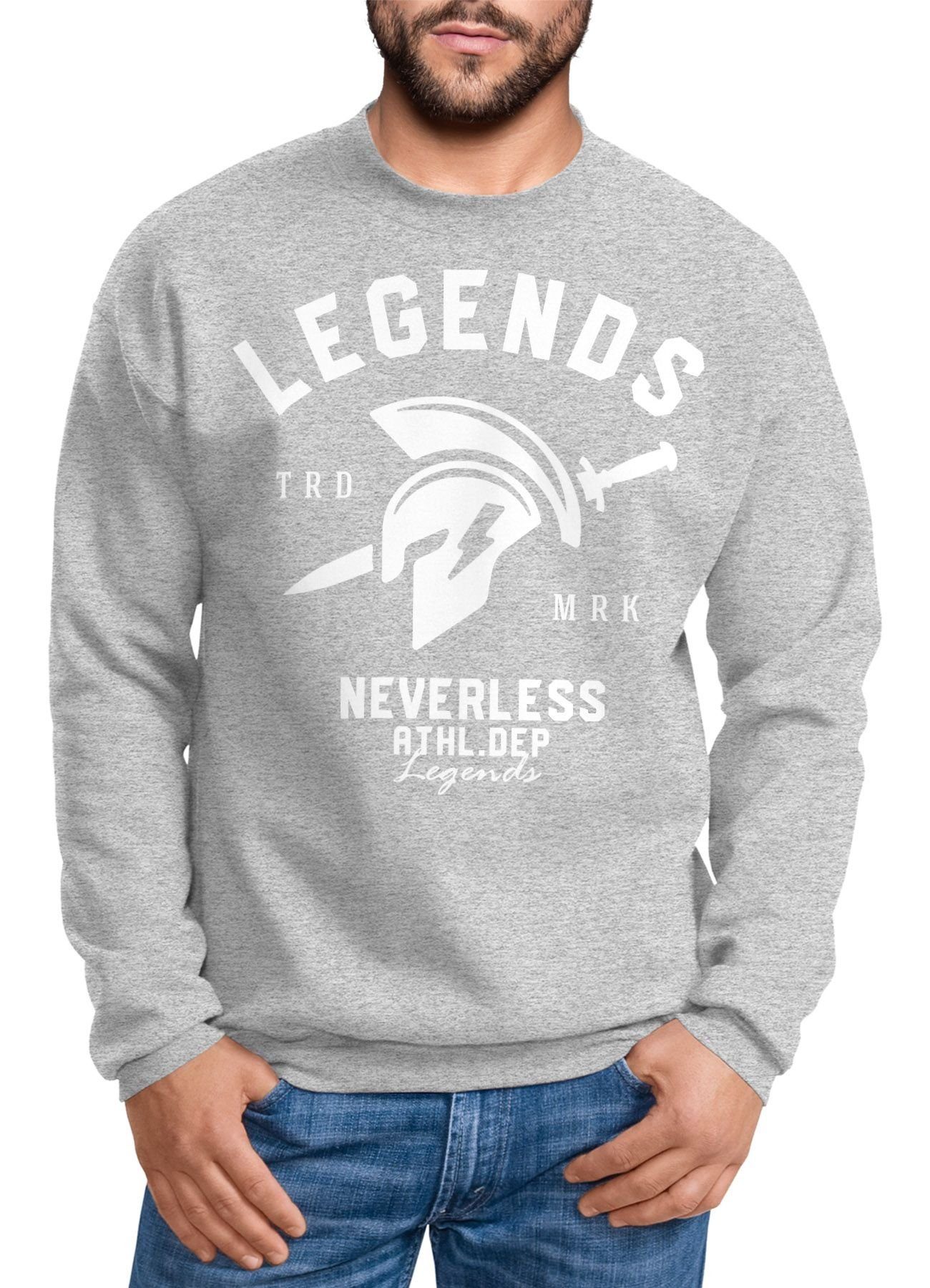 Neverless Sweatshirt Cooles Herren T-Shirt Legends Sparta Gladiator Gym Athletics Sport Fitness Neverless® grau