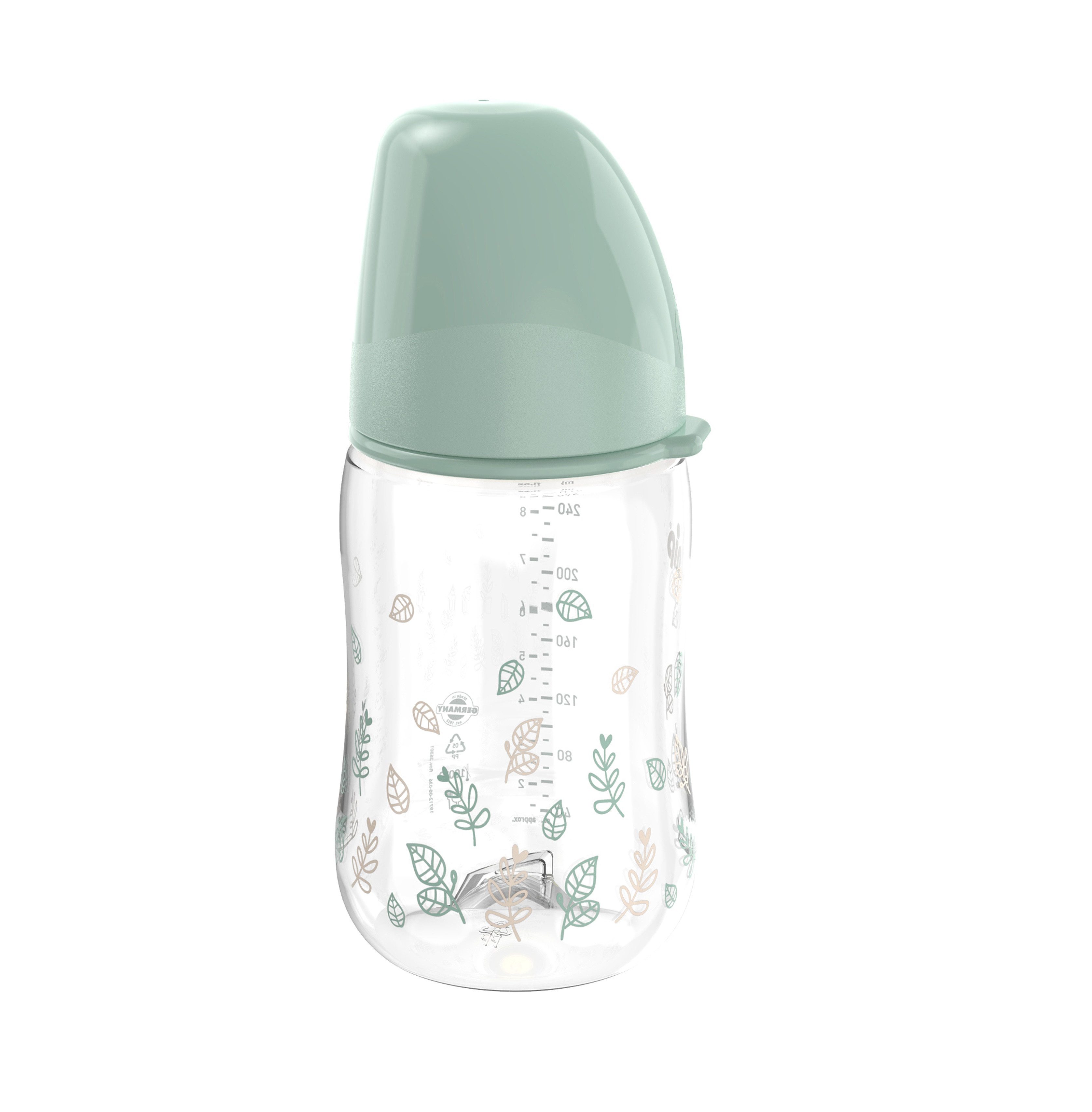 nip Babyflasche Green Cherry Weithals PP inkl. Weithalsflaschensauger Latex, Anti-Kolik System