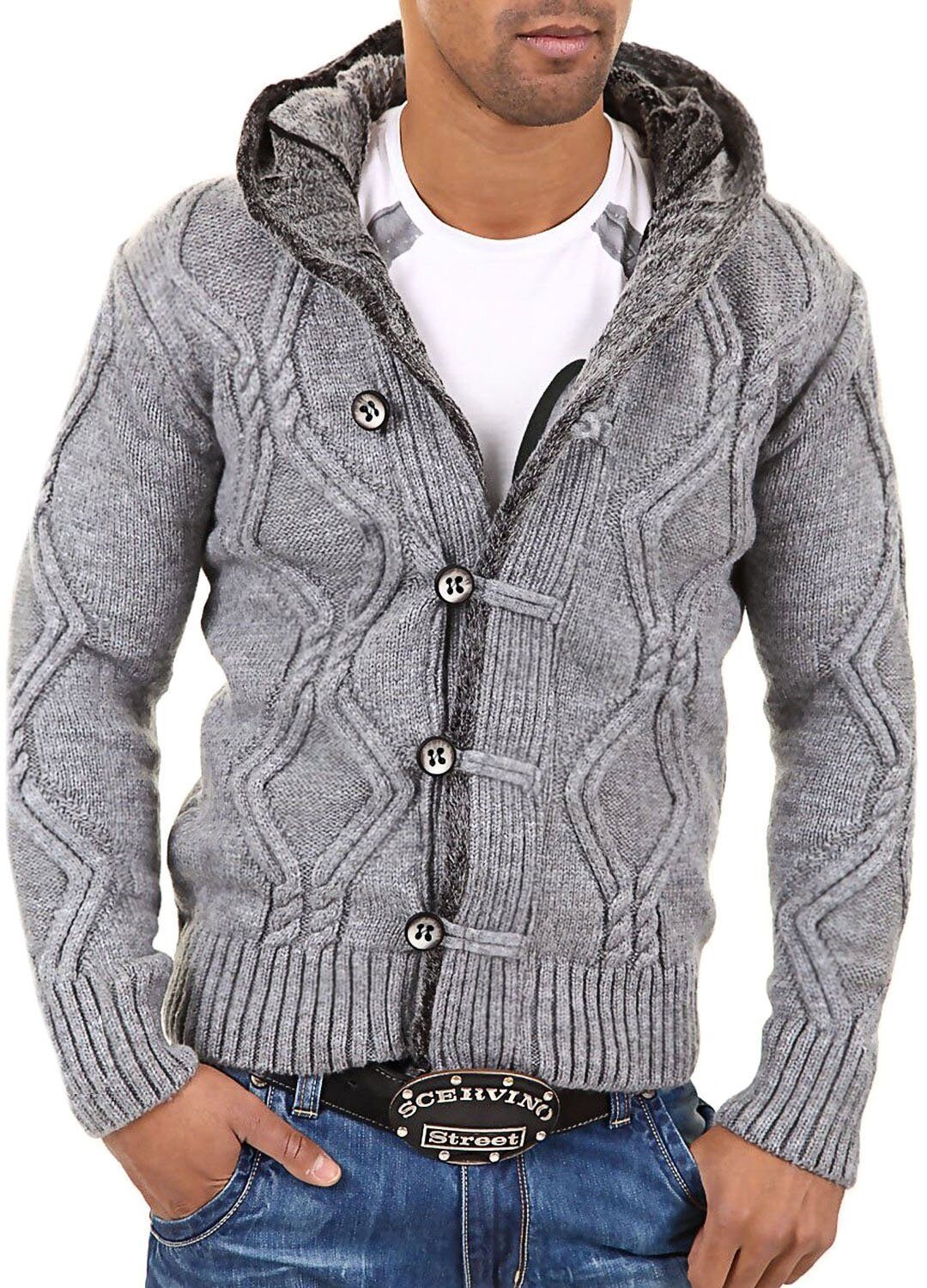 behype Strickjacke CR-7013 mit kuscheliger Kapuze