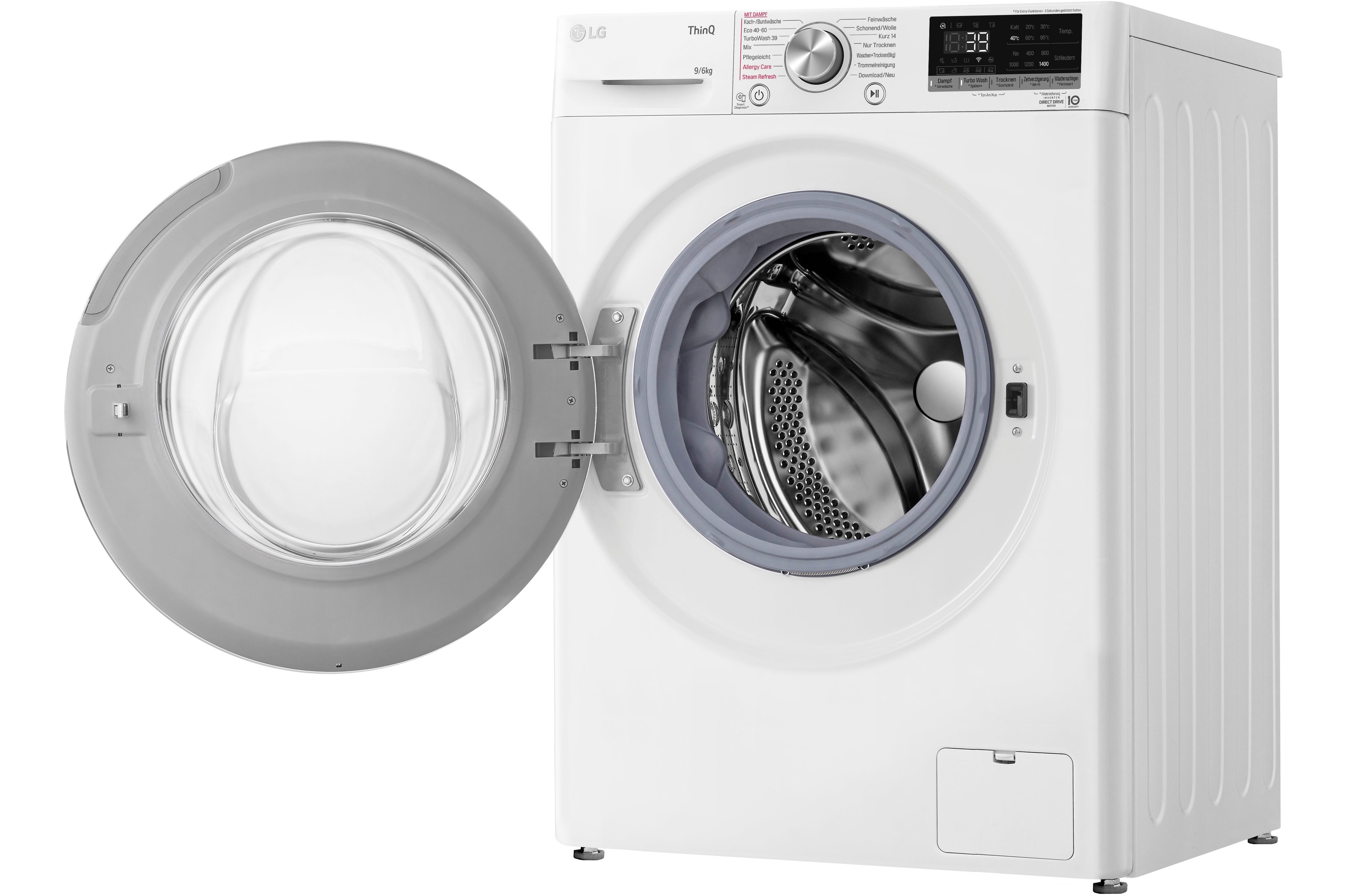 LG Waschtrockner V7WD96H1A, 9 kg, 6 kg, 1400 U/min, TurboWash® - Waschen in nur 39 Minuten